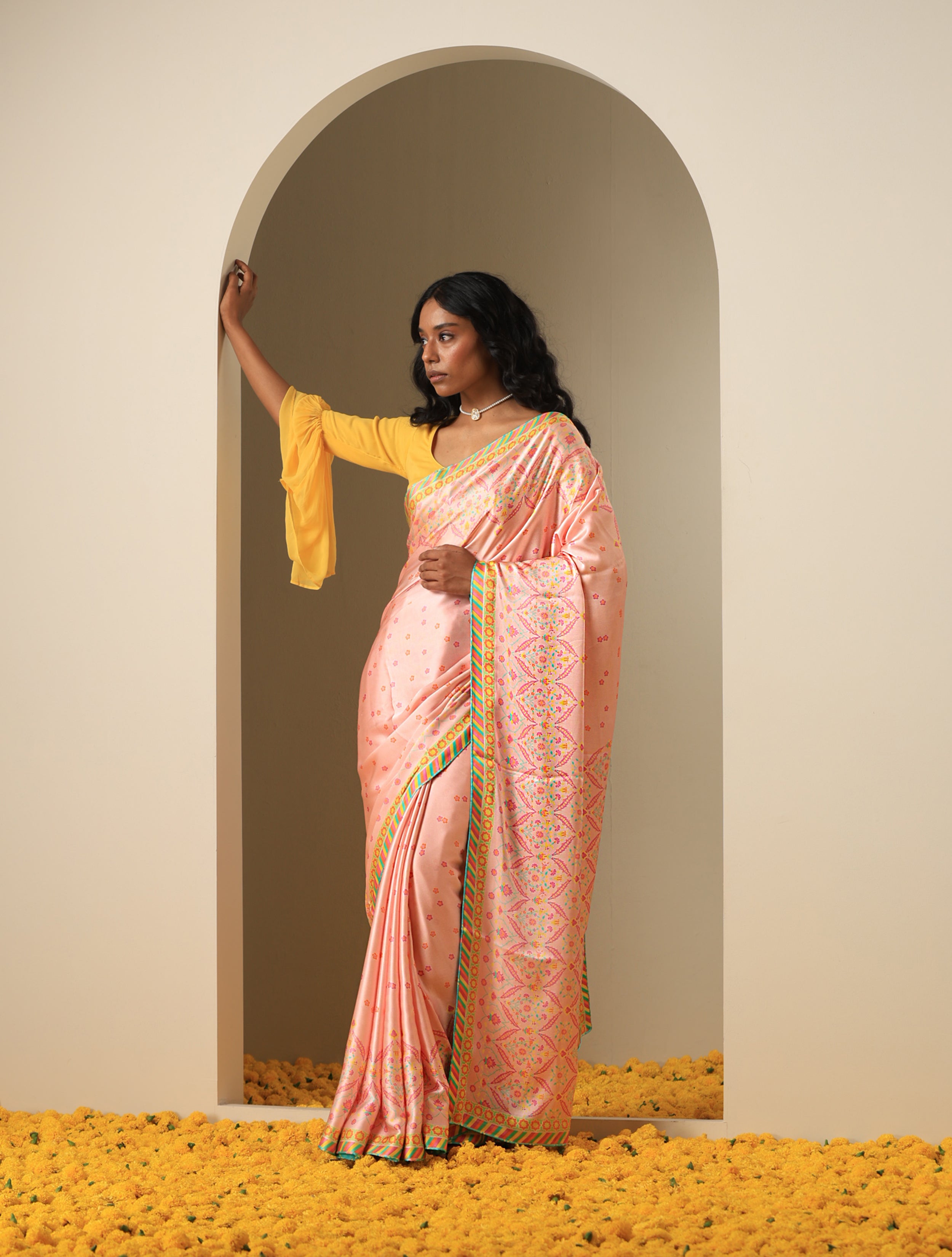 Sateen Silk Turkish Print Nergis Saree