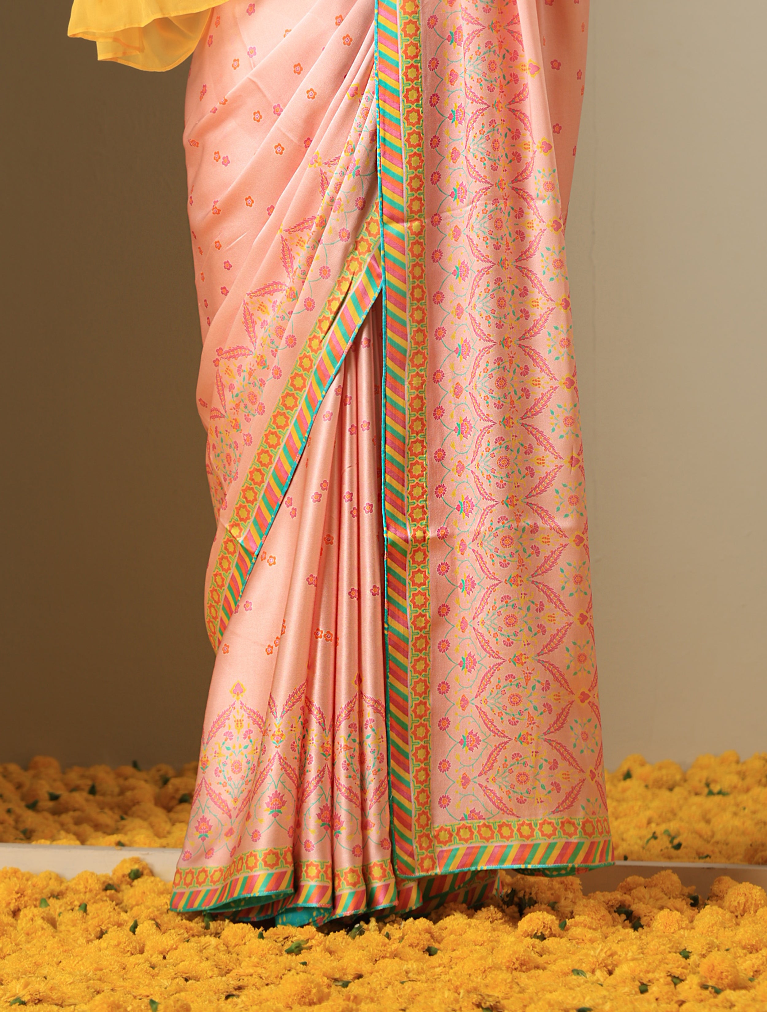 Sateen Silk Turkish Print Nergis Saree