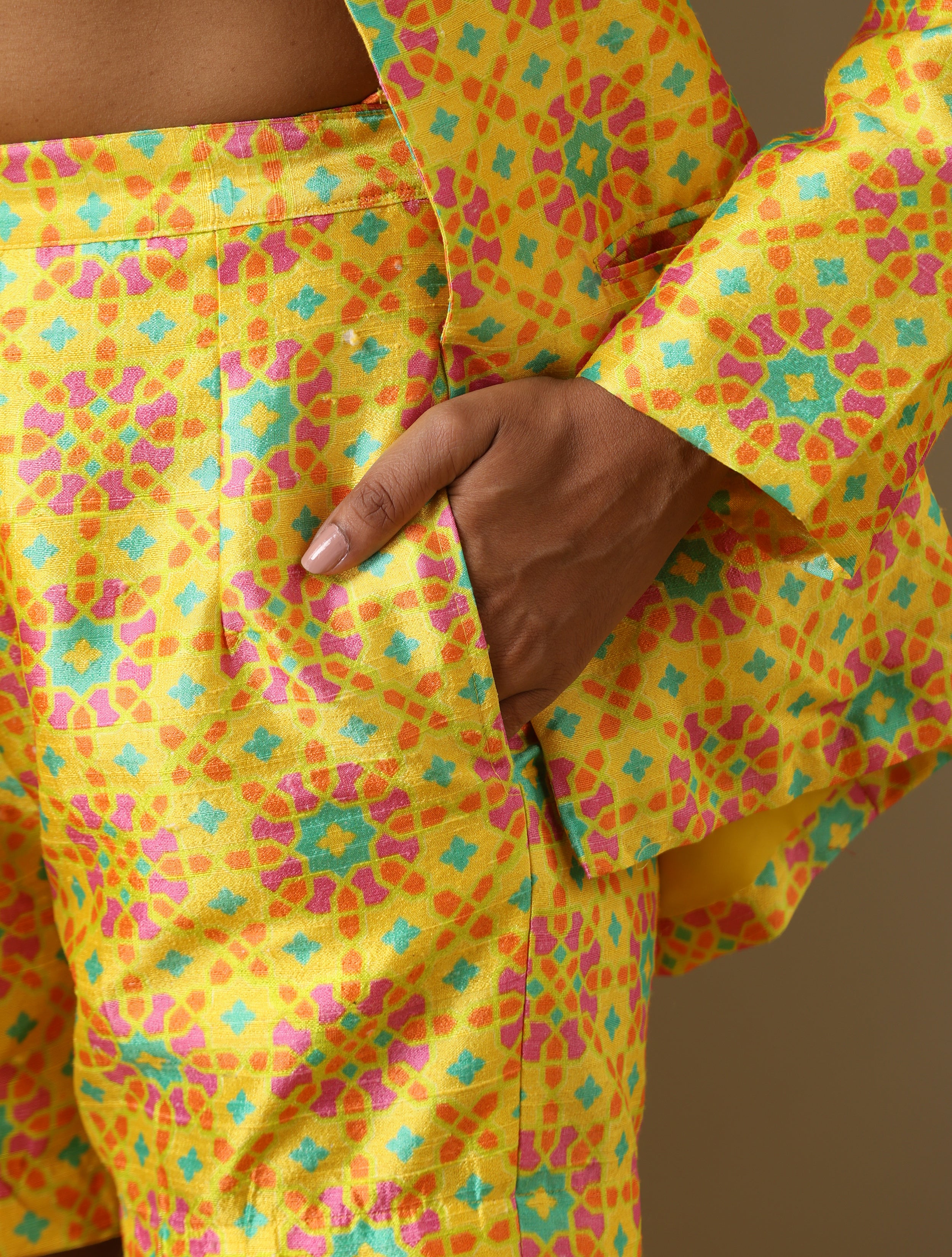 Raw Silk Turkish Print Nilufer Jacket & Shorts