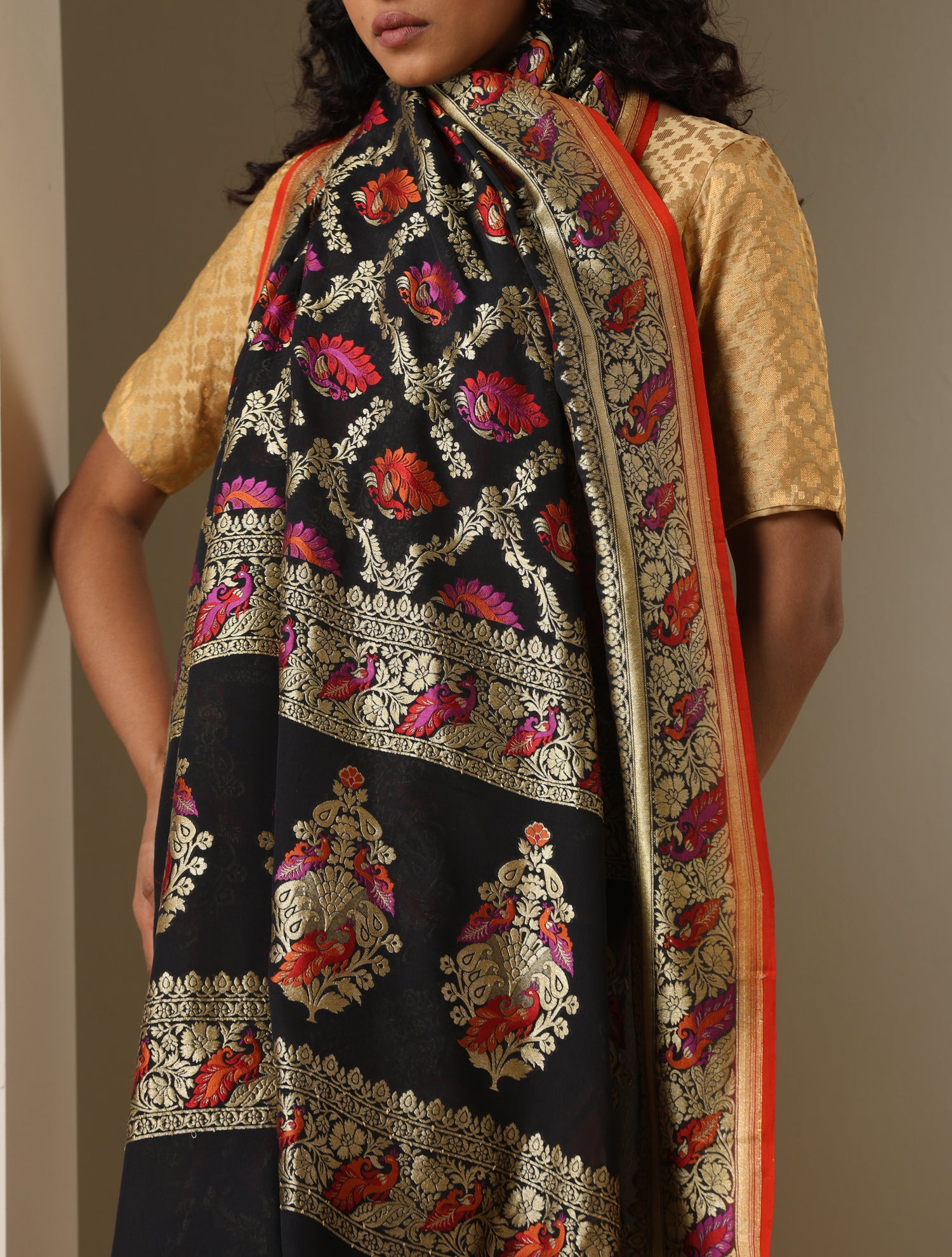 Banarasi Georgette Birds Meena Saree