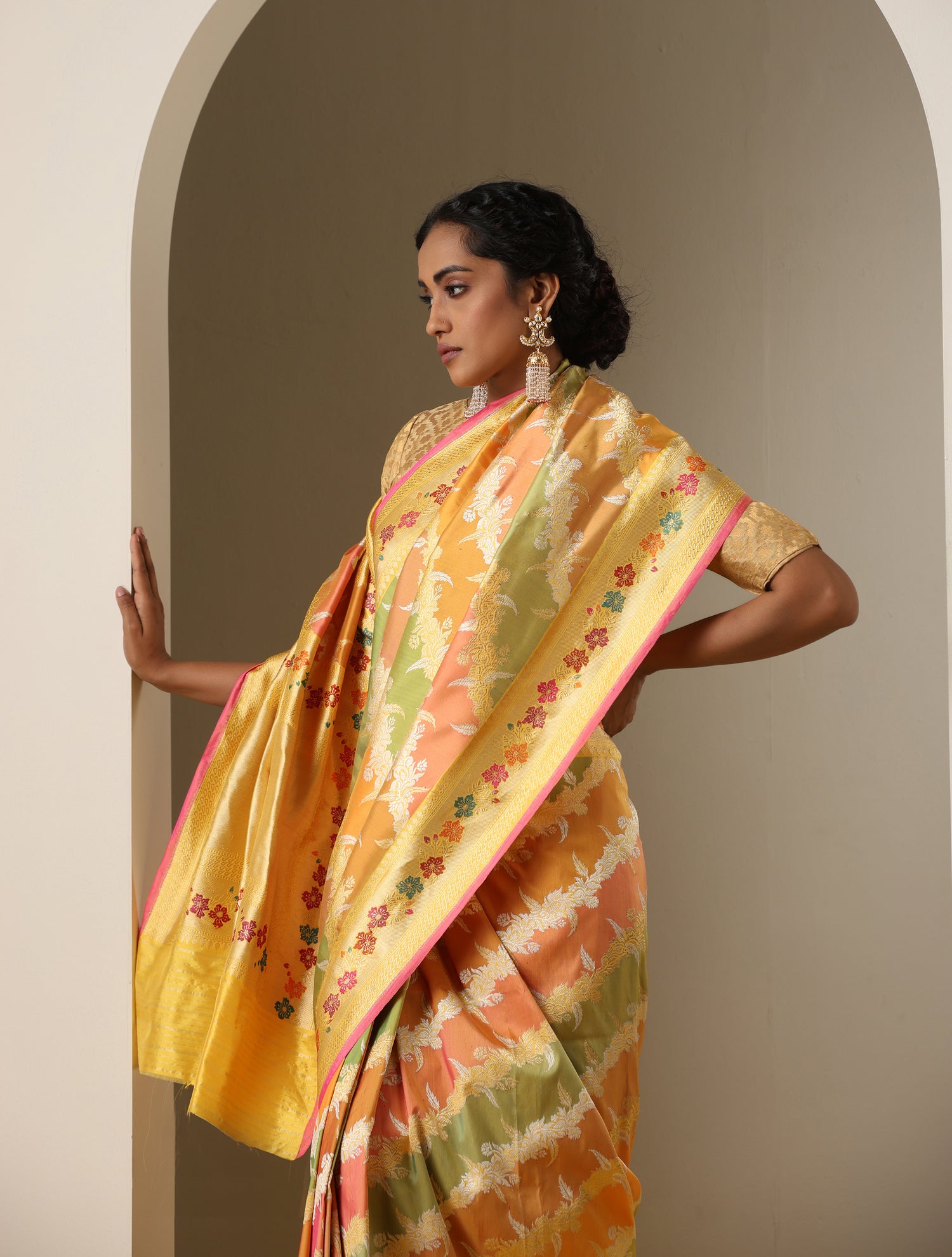 Handloom Banarasi Rangkat Silk Saree