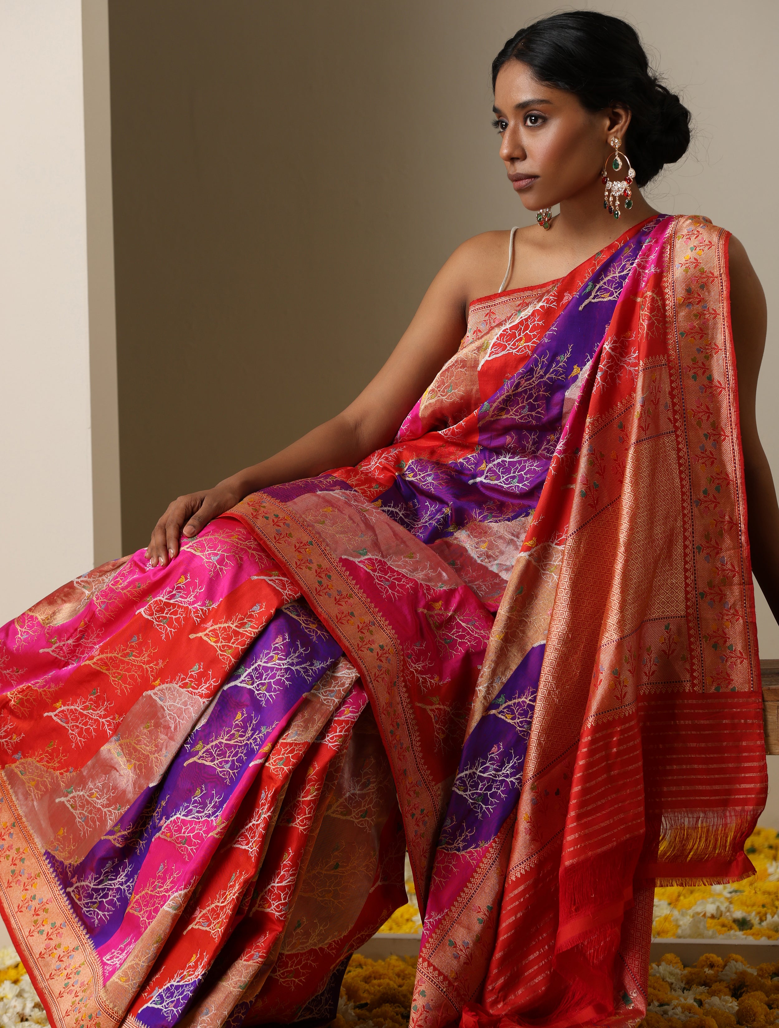 Handloom Banarasi Rangkat Silk Saree