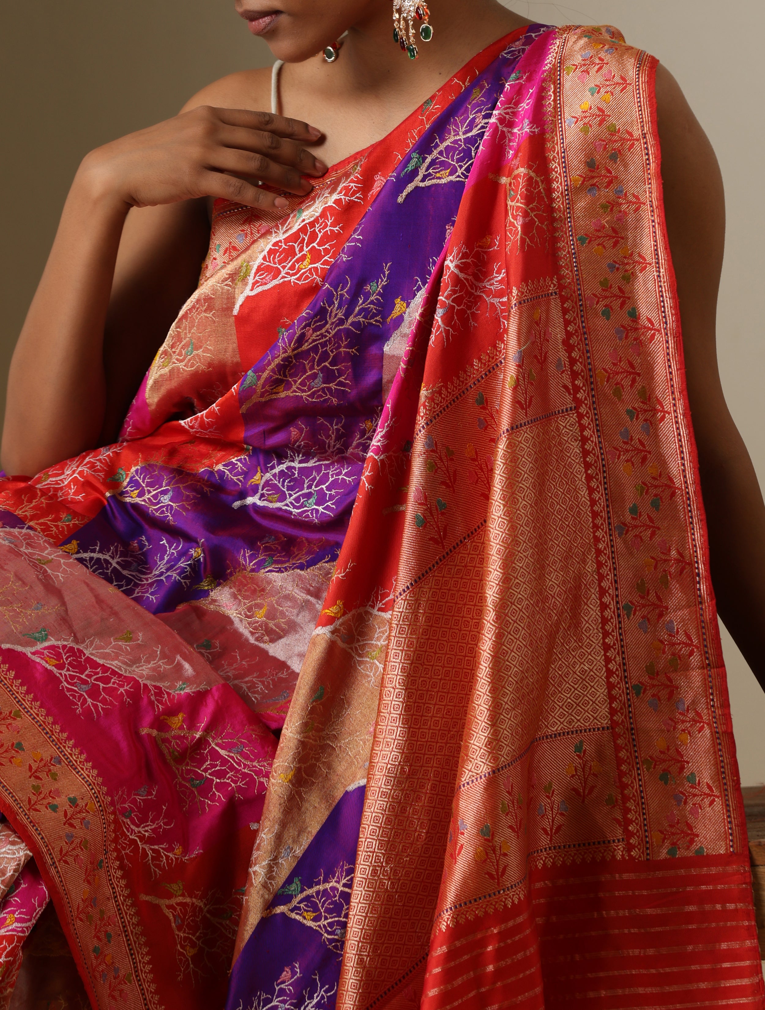 Handloom Banarasi Rangkat Silk Saree