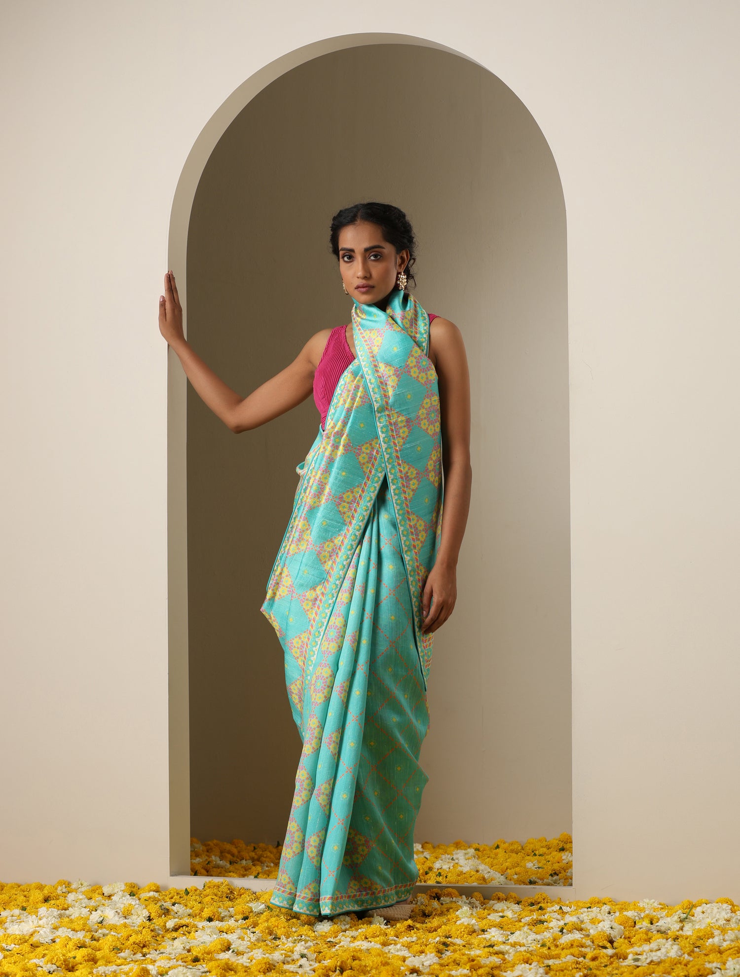 Raw Silk Turkish Print Nilufer Saree
