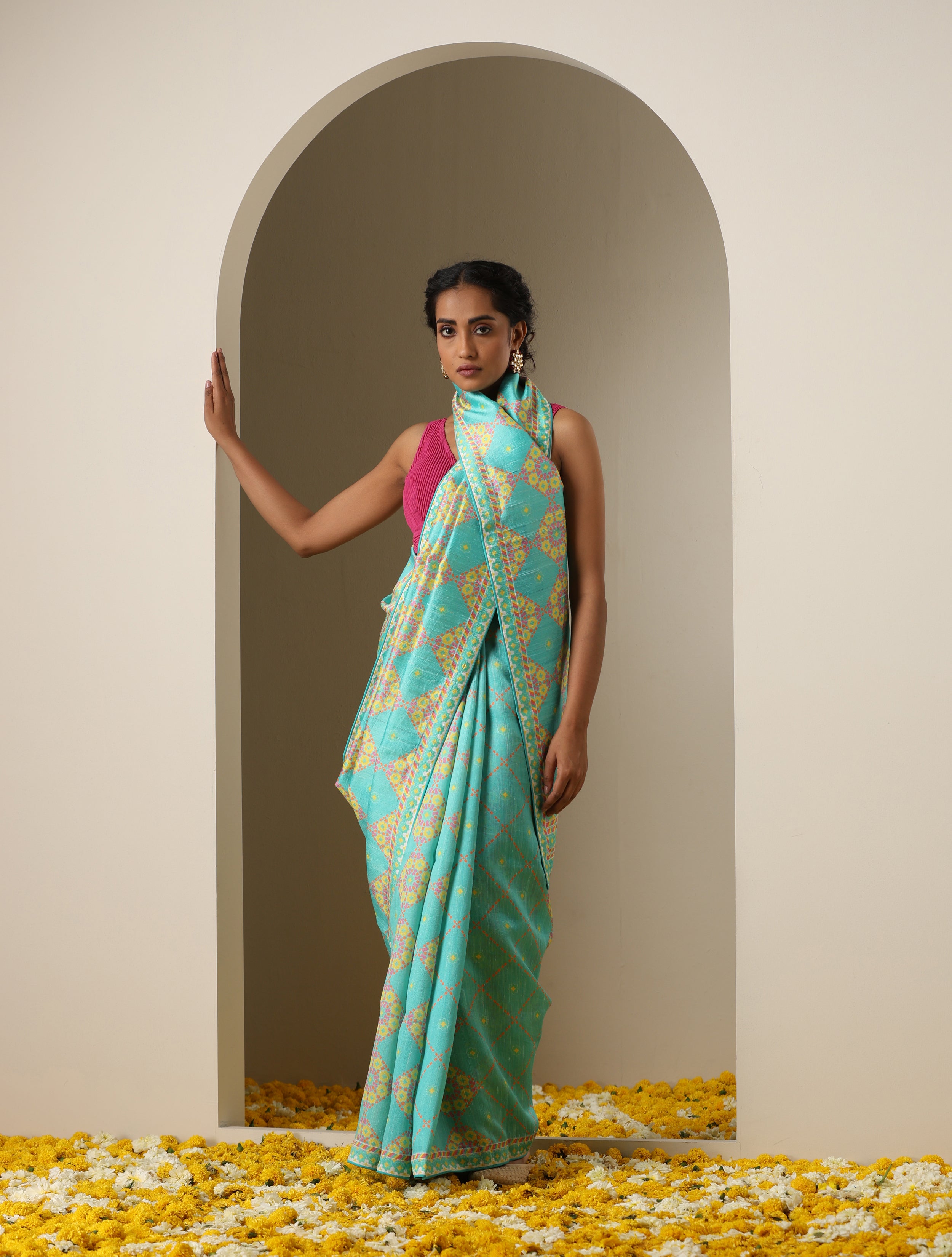 Raw Silk Turkish Print Nilufer Saree