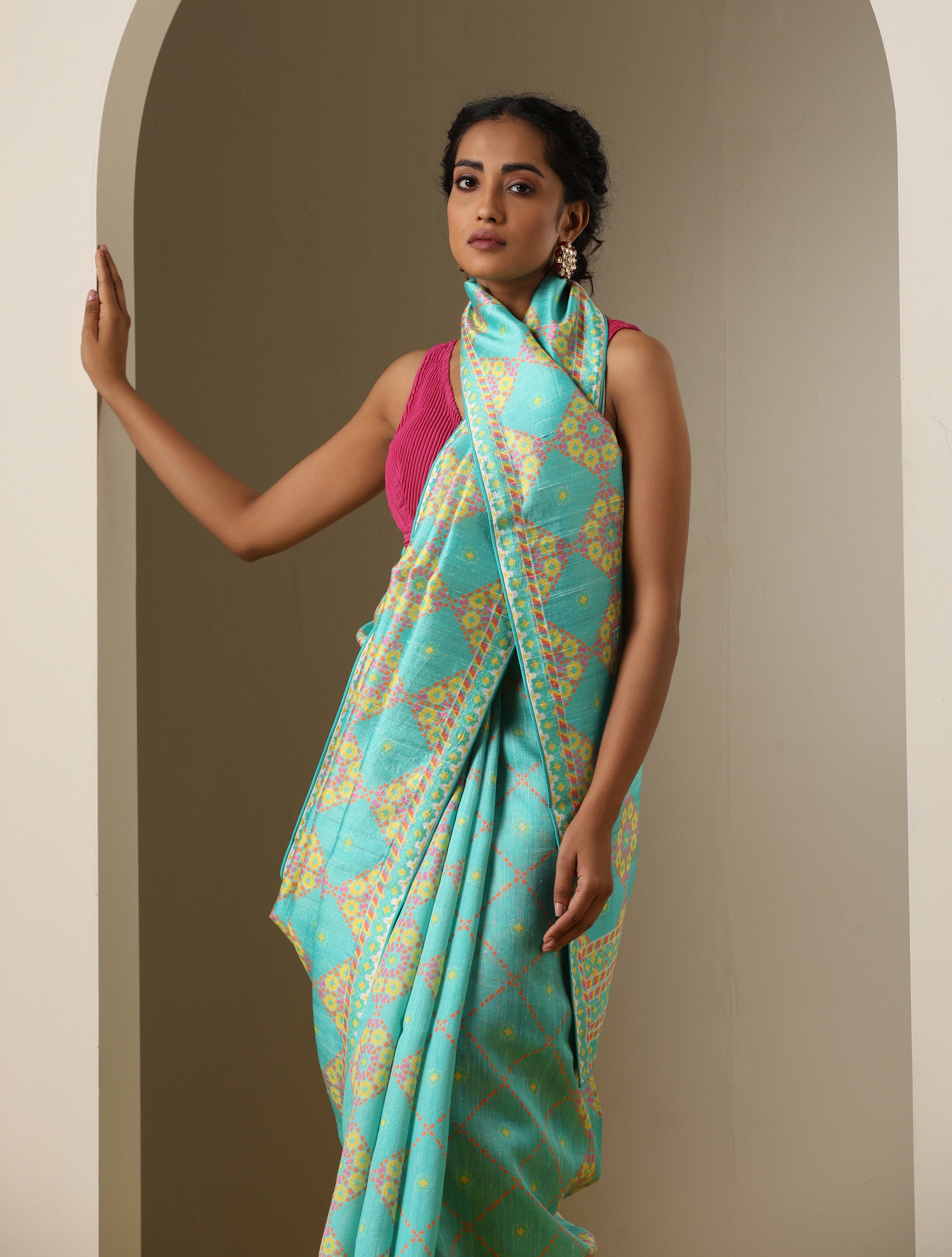 Raw Silk Turkish Print Nilufer Saree