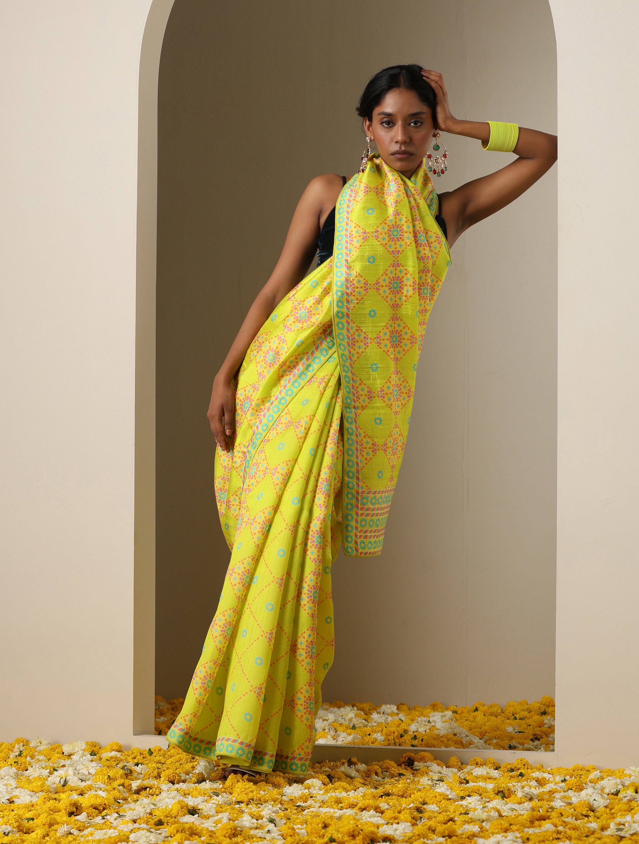 Raw Silk Turkish Print Nilufer Saree