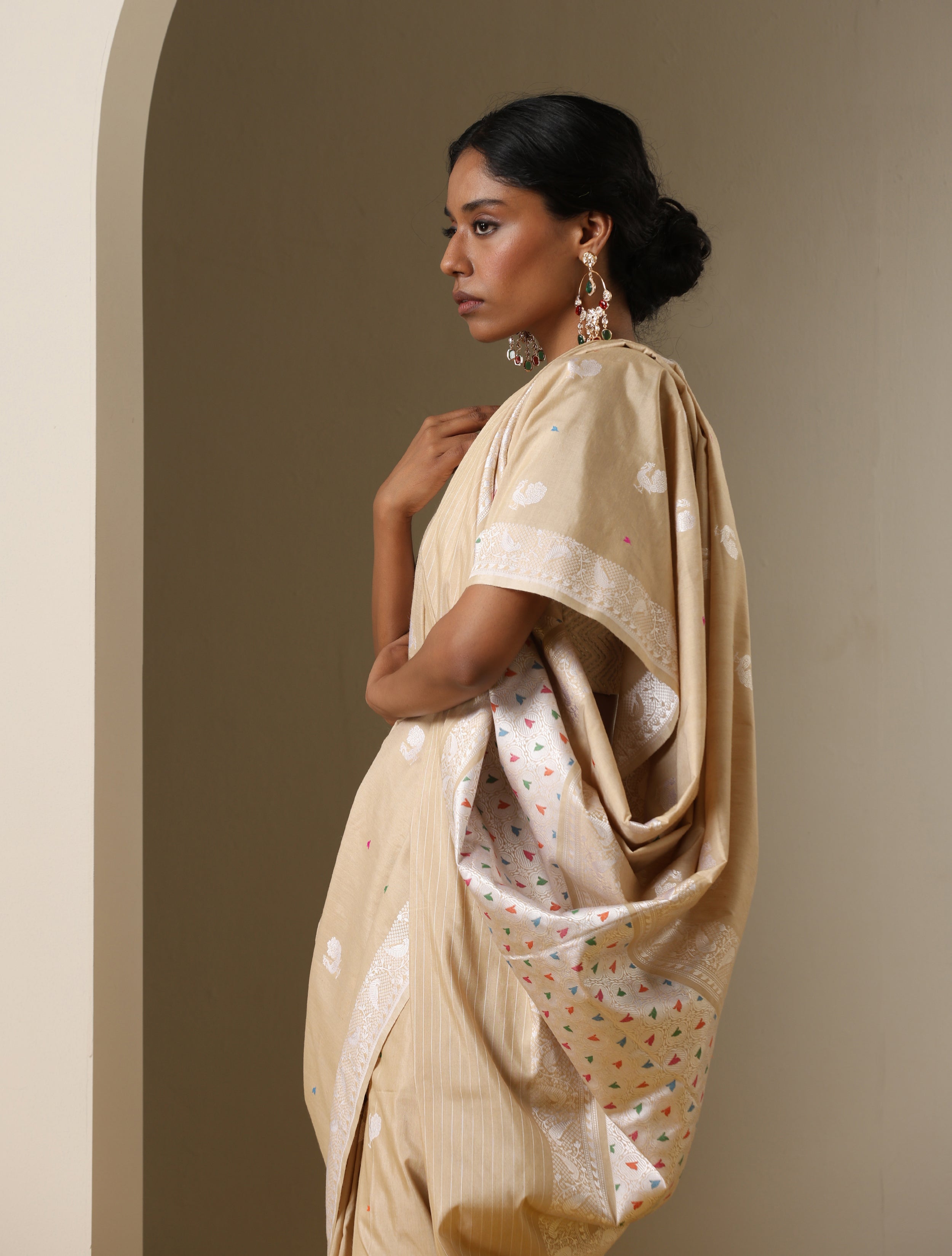 Handloom Banarasi Pure Moonga Silk Peacock Saree