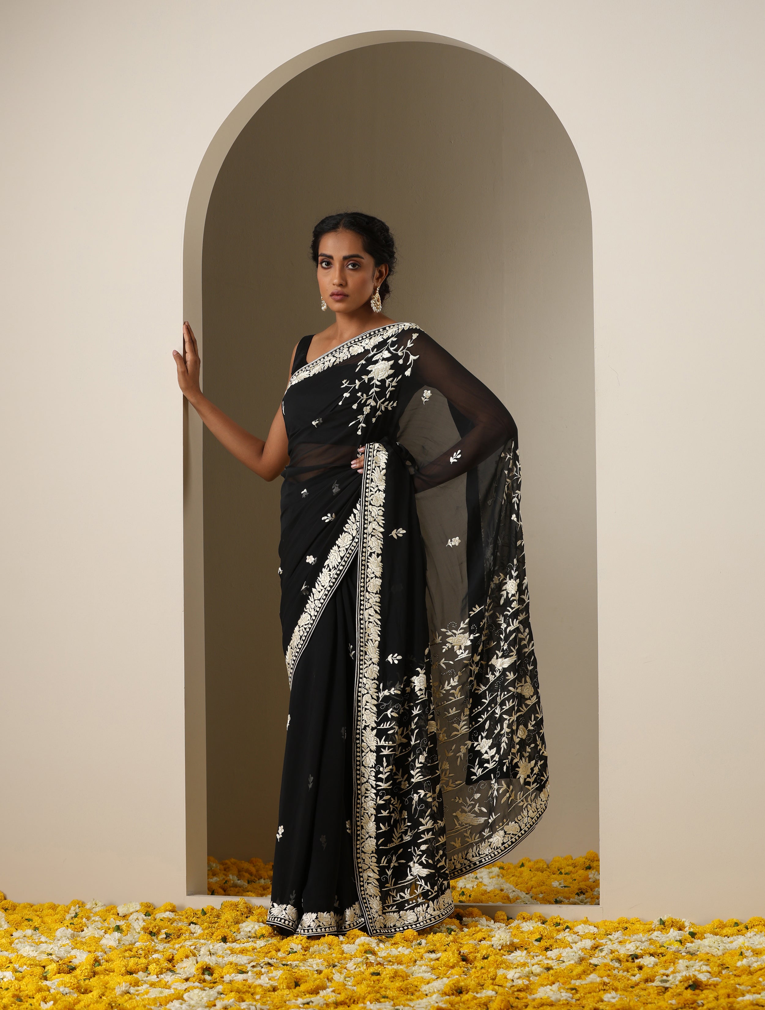 Parsi Gara Pure Georgette Saree