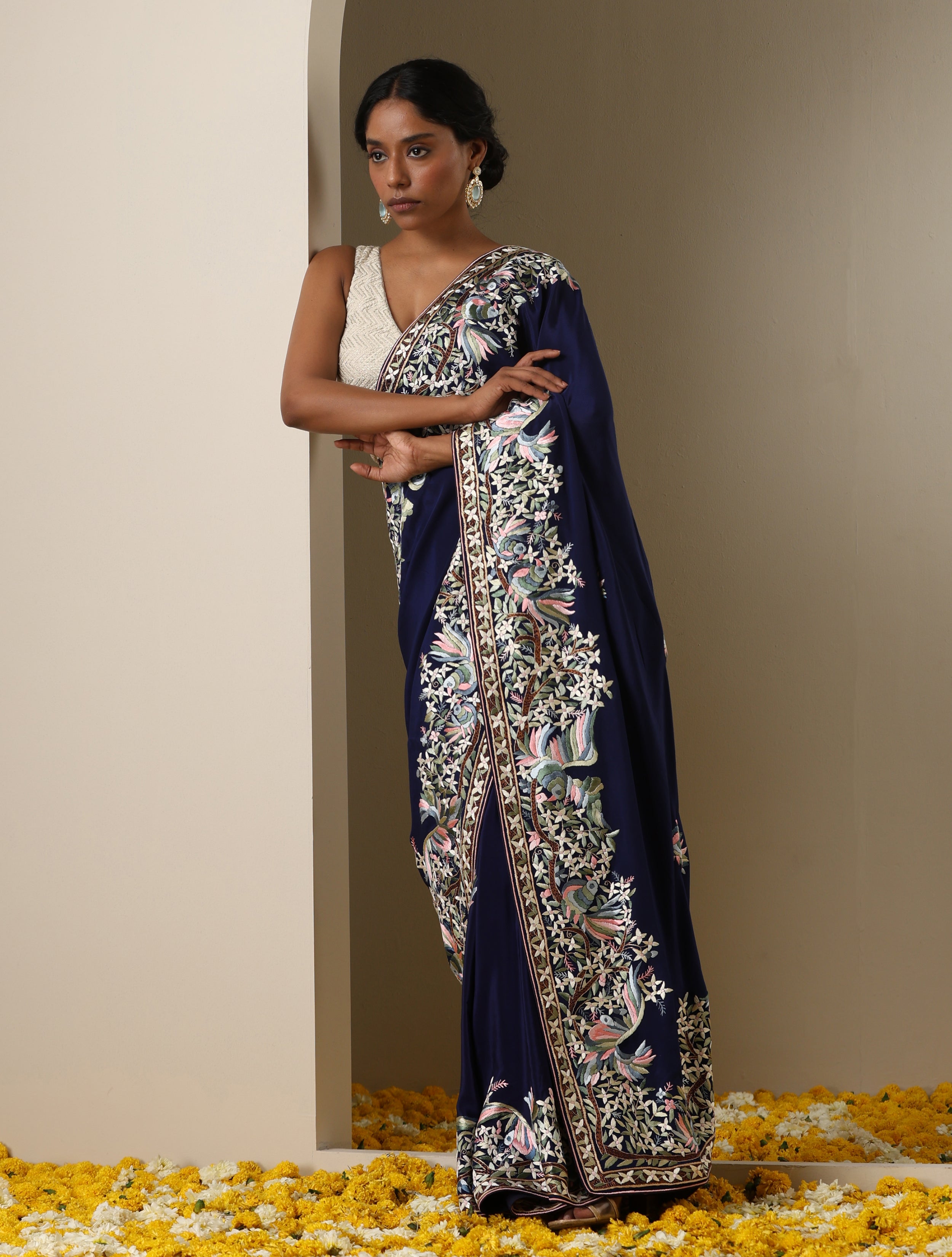 Parsi Gara Pure Crepe Bird Saree