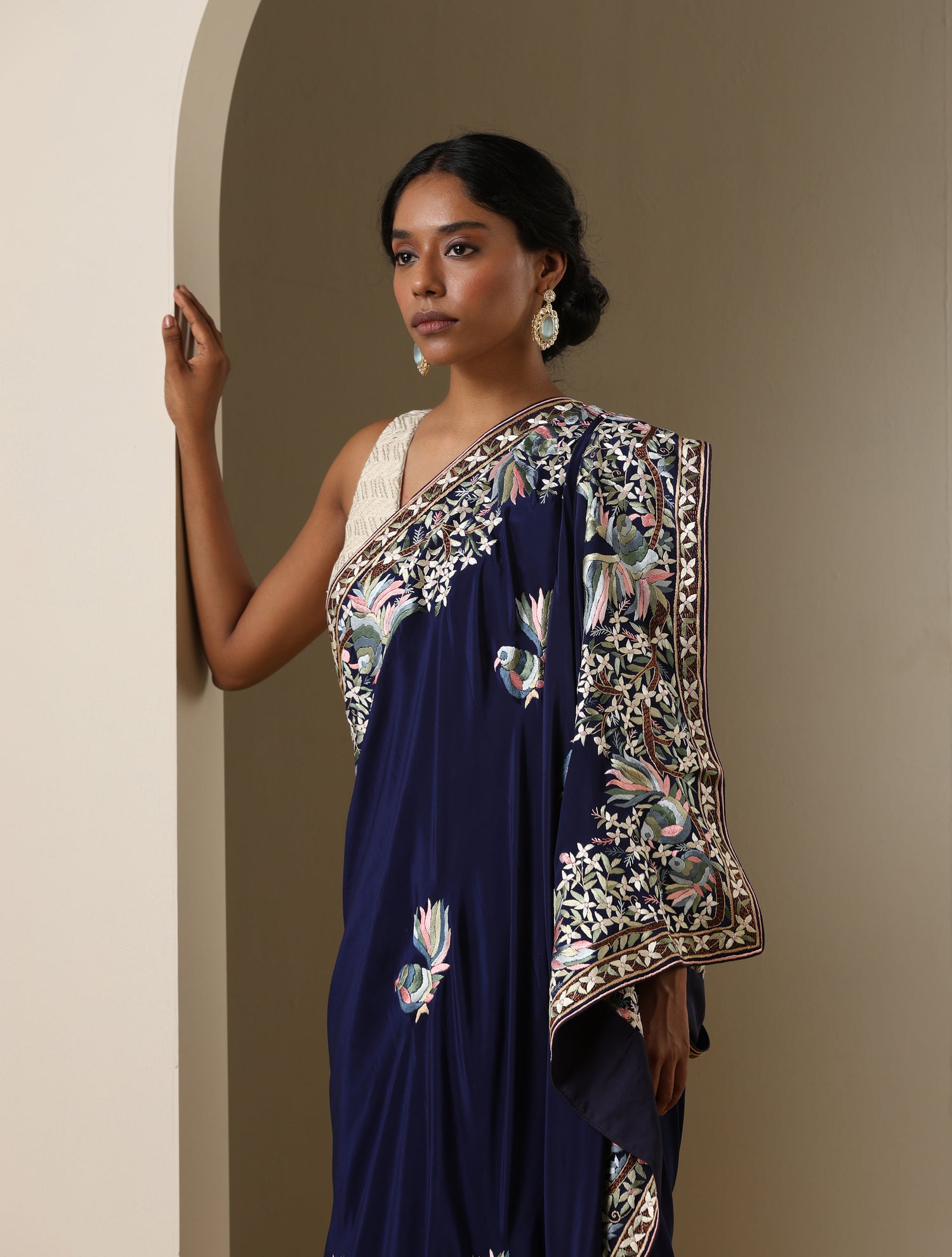 Parsi  Gara Pure Crepe Bird Saree