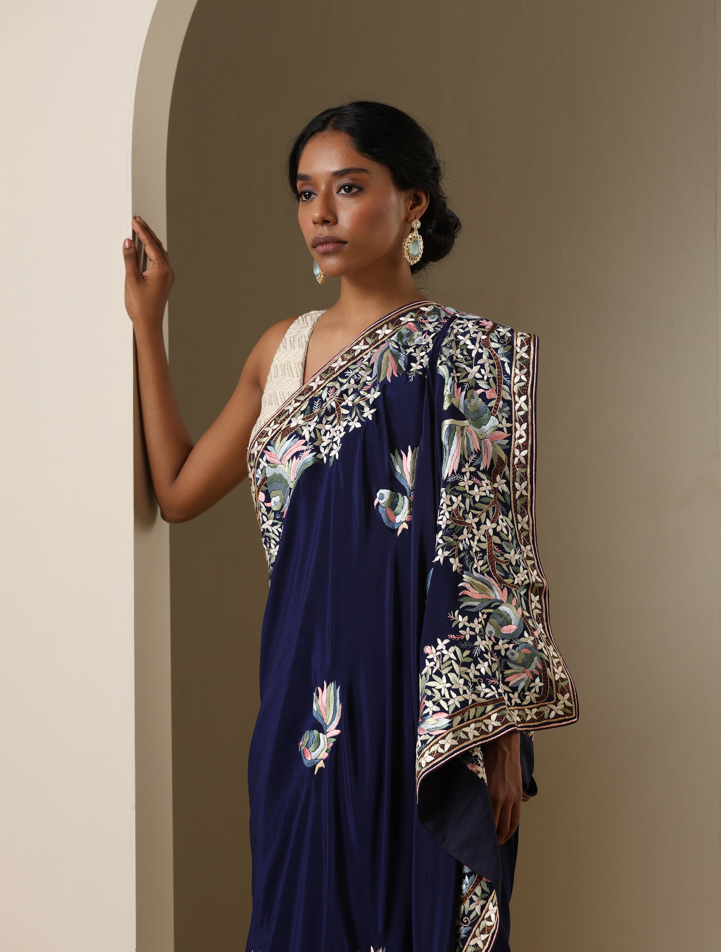 Parsi Gara Pure Crepe Bird Saree