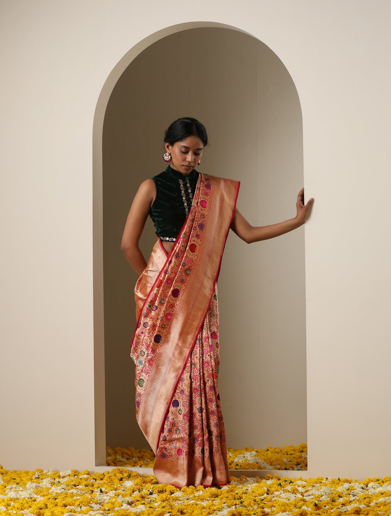Handloom Banarasi Silk Kinkhab Kadwa Saree