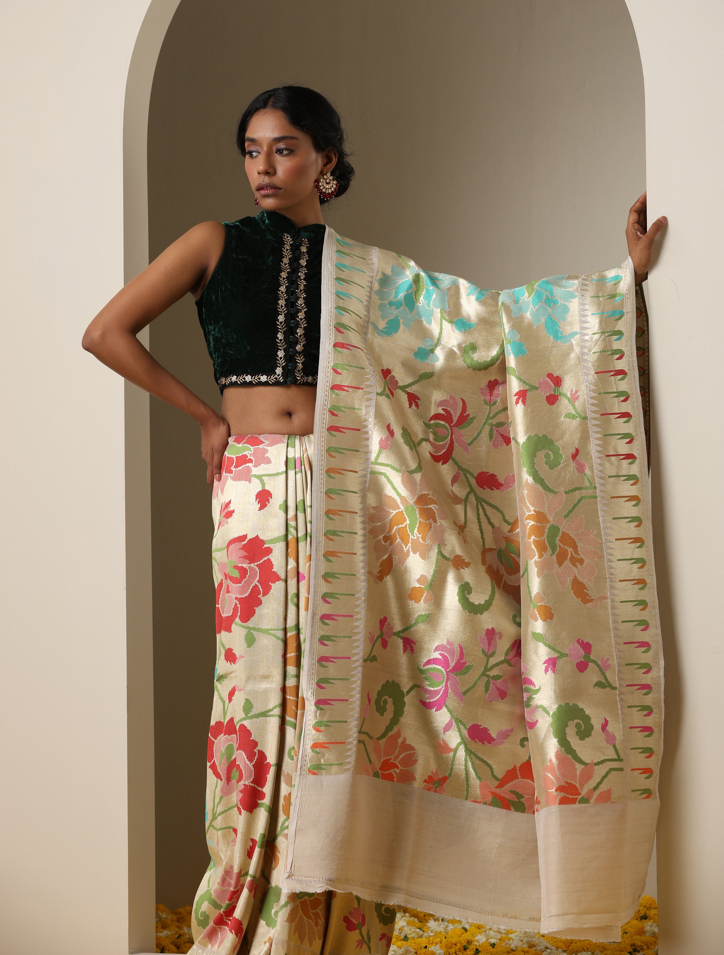Banarasi Tussar Silk Muniya Saree
