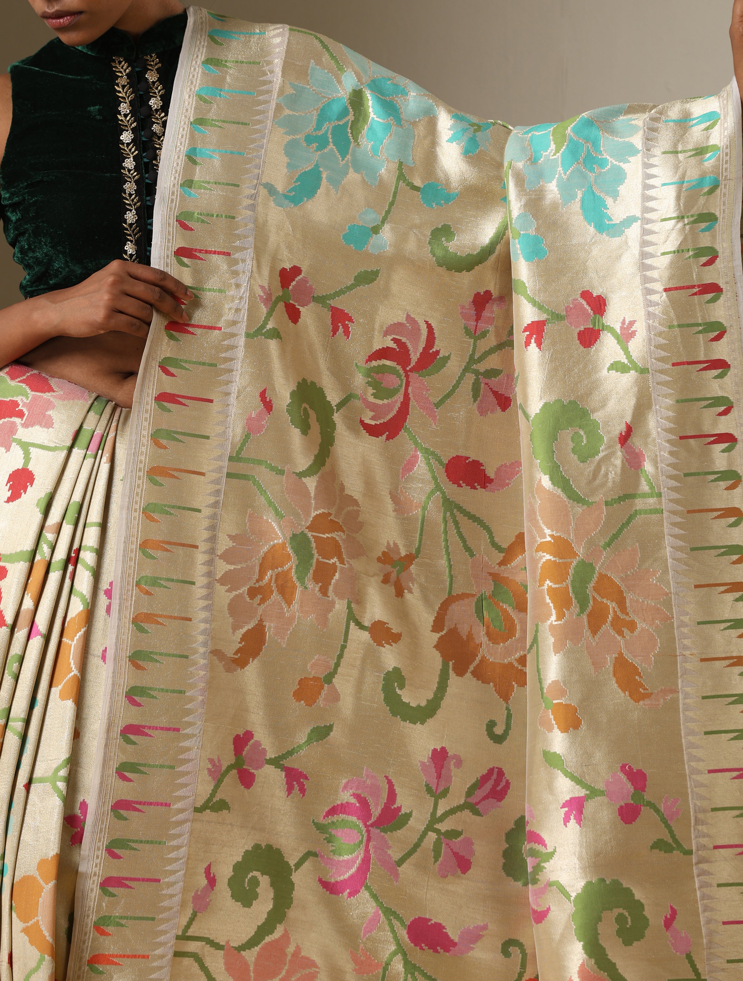 Banarasi Tussar Silk Muniya Saree