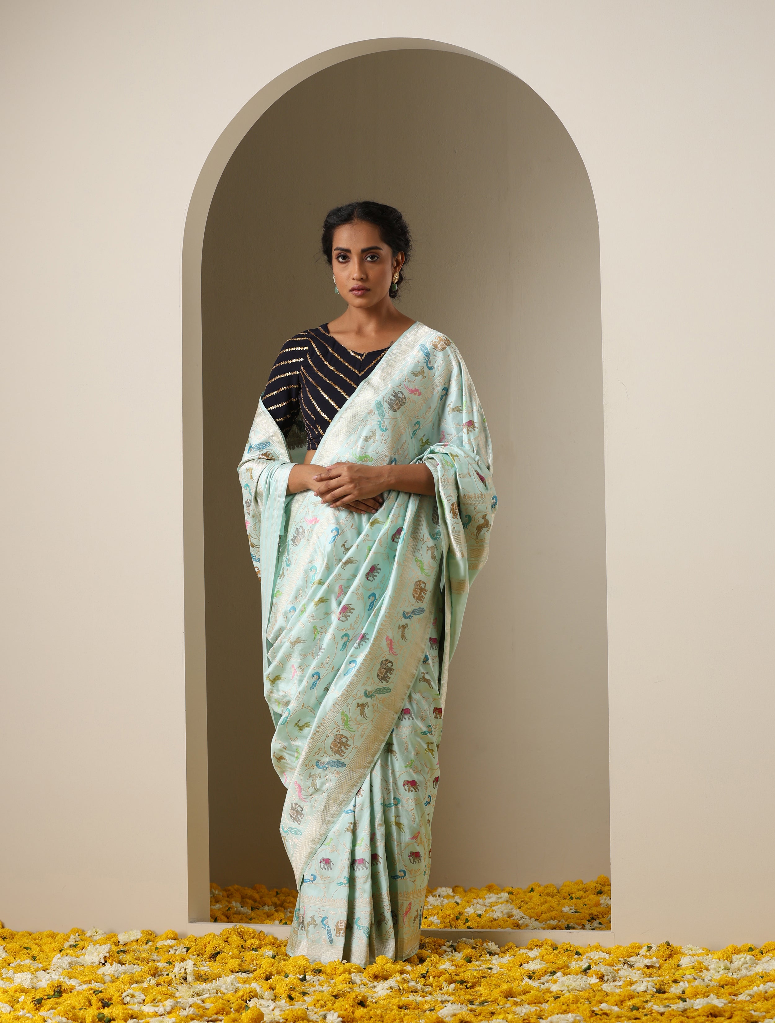 Handloom Banarasi Katan Silk Shikargah Saree