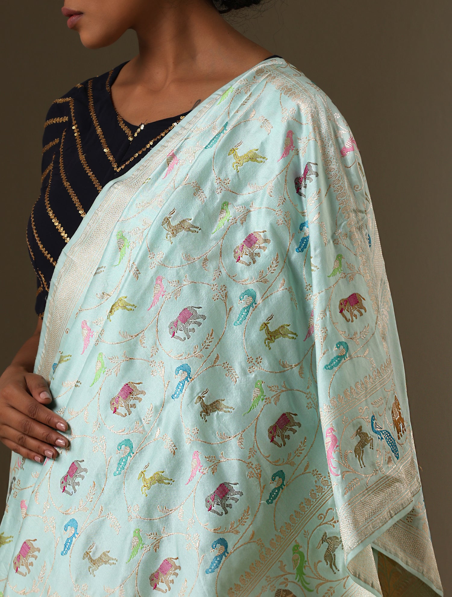 Handloom Banarasi Katan Silk Shikargah Saree