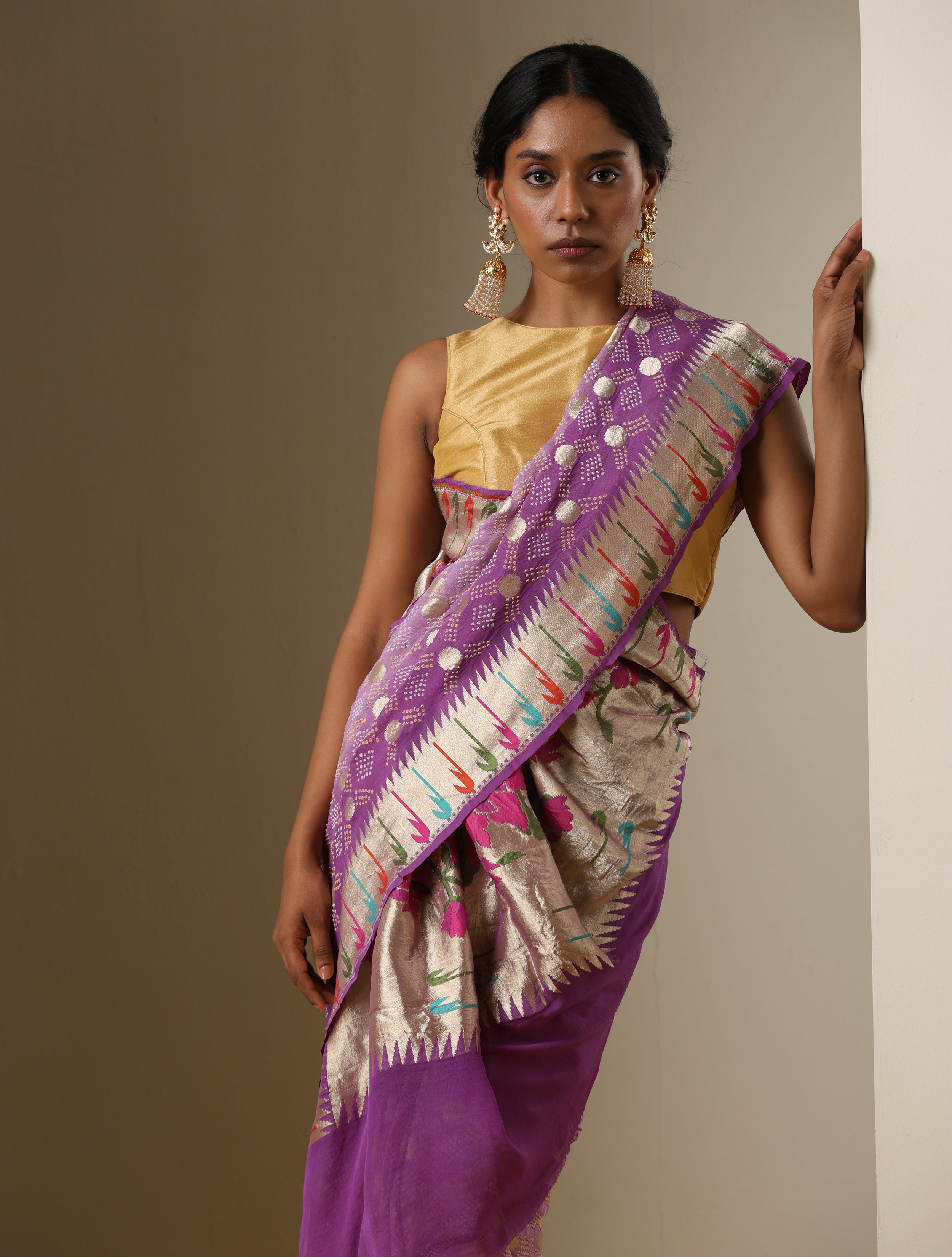 Banarasi Georgette Silk Muniya Bandhani Saree