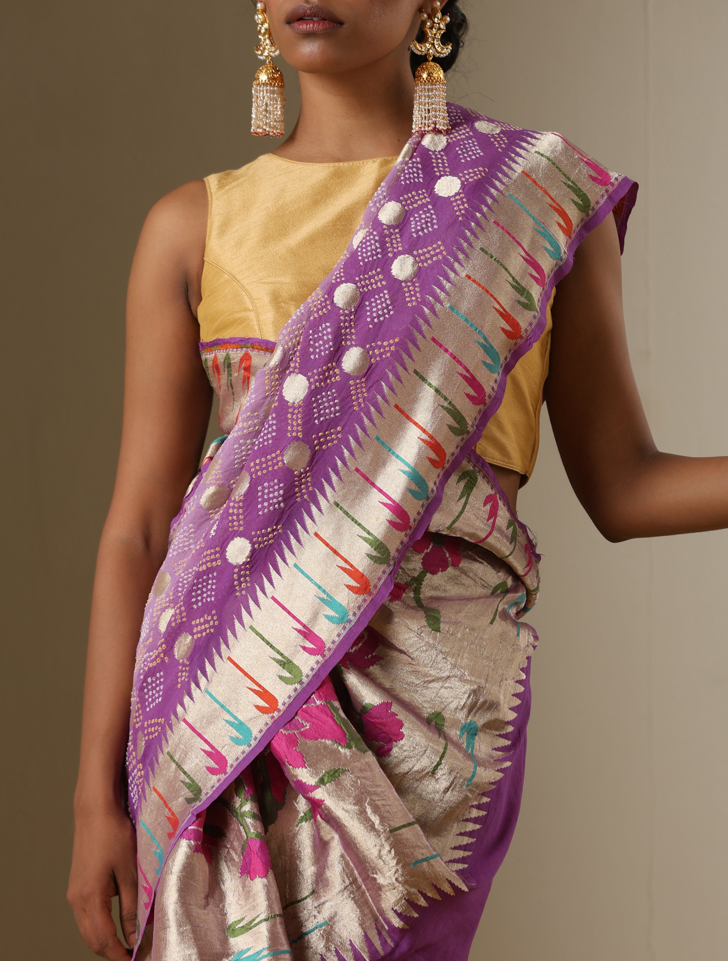 Banarasi Georgette Silk Muniya Bandhani Saree