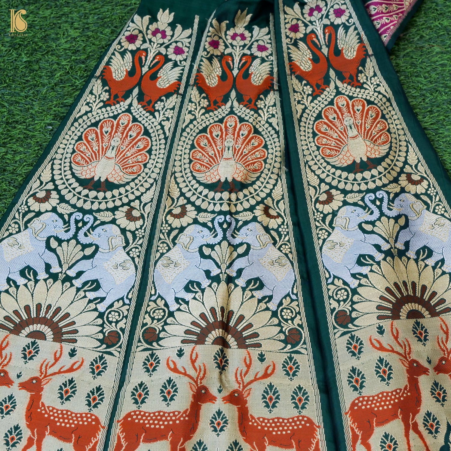 Handloom Banarasi Katan Silk Kalidar Mayura Gajraj Lehenga