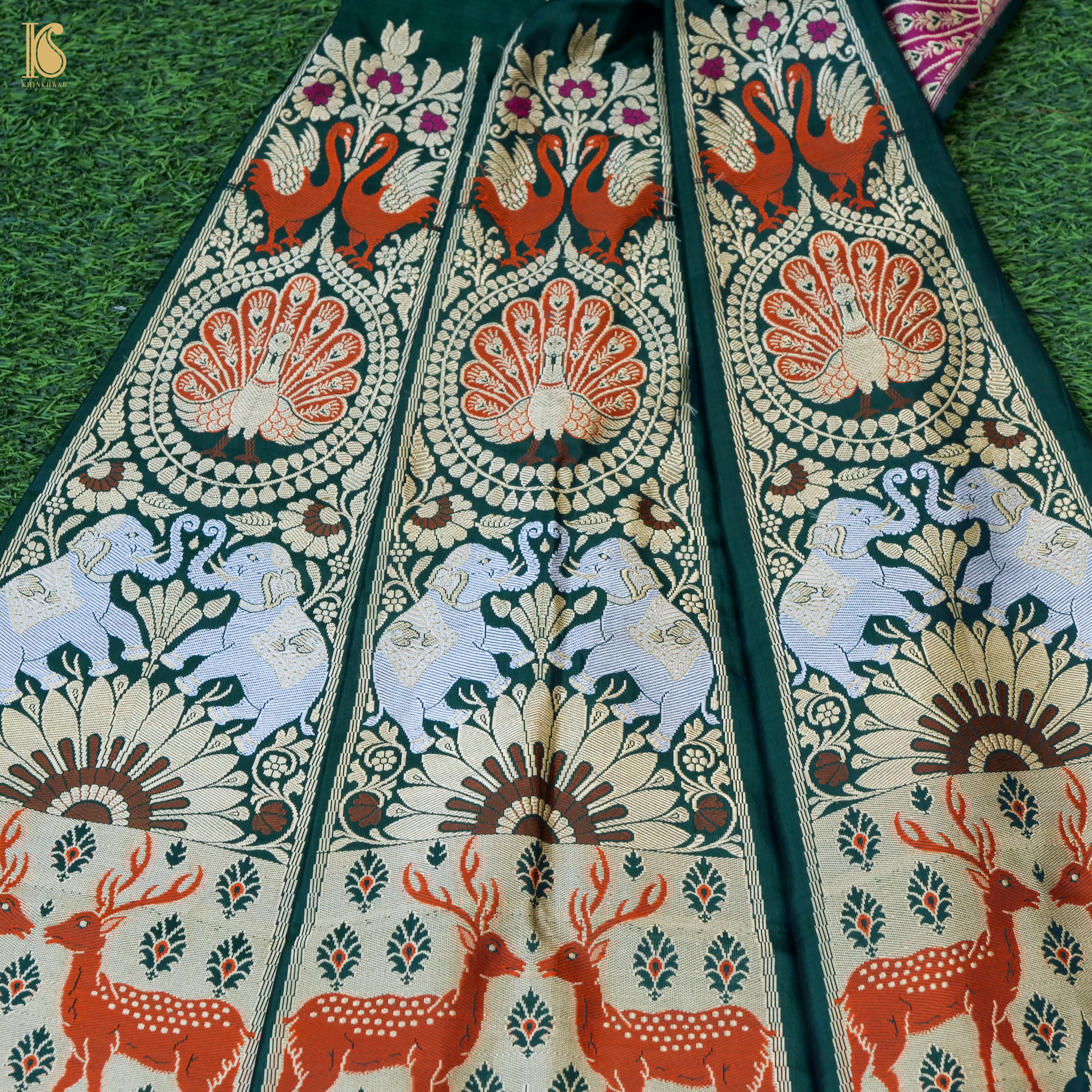 Handloom Banarasi Katan Silk Kalidar Mayura Gajraj Lehenga