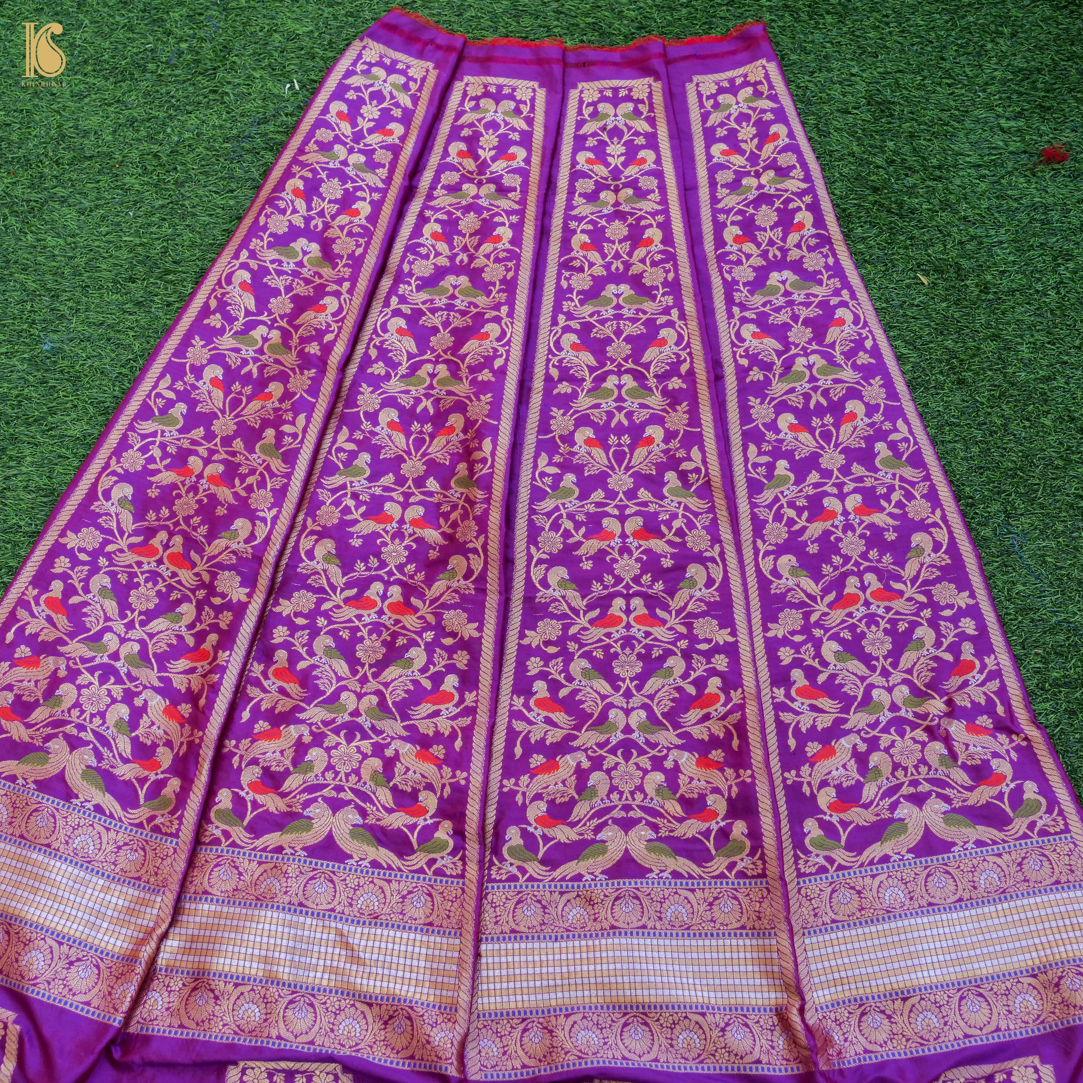 Handloom Banarasi Katan Silk Kalidar Kilikila Lehenga