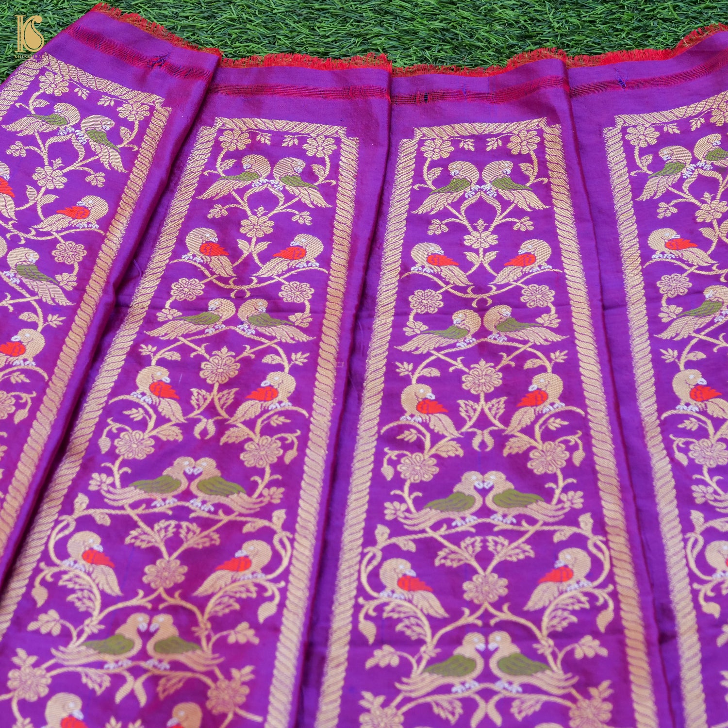 Handloom Banarasi Katan Silk Kalidar Chidiya Lehenga