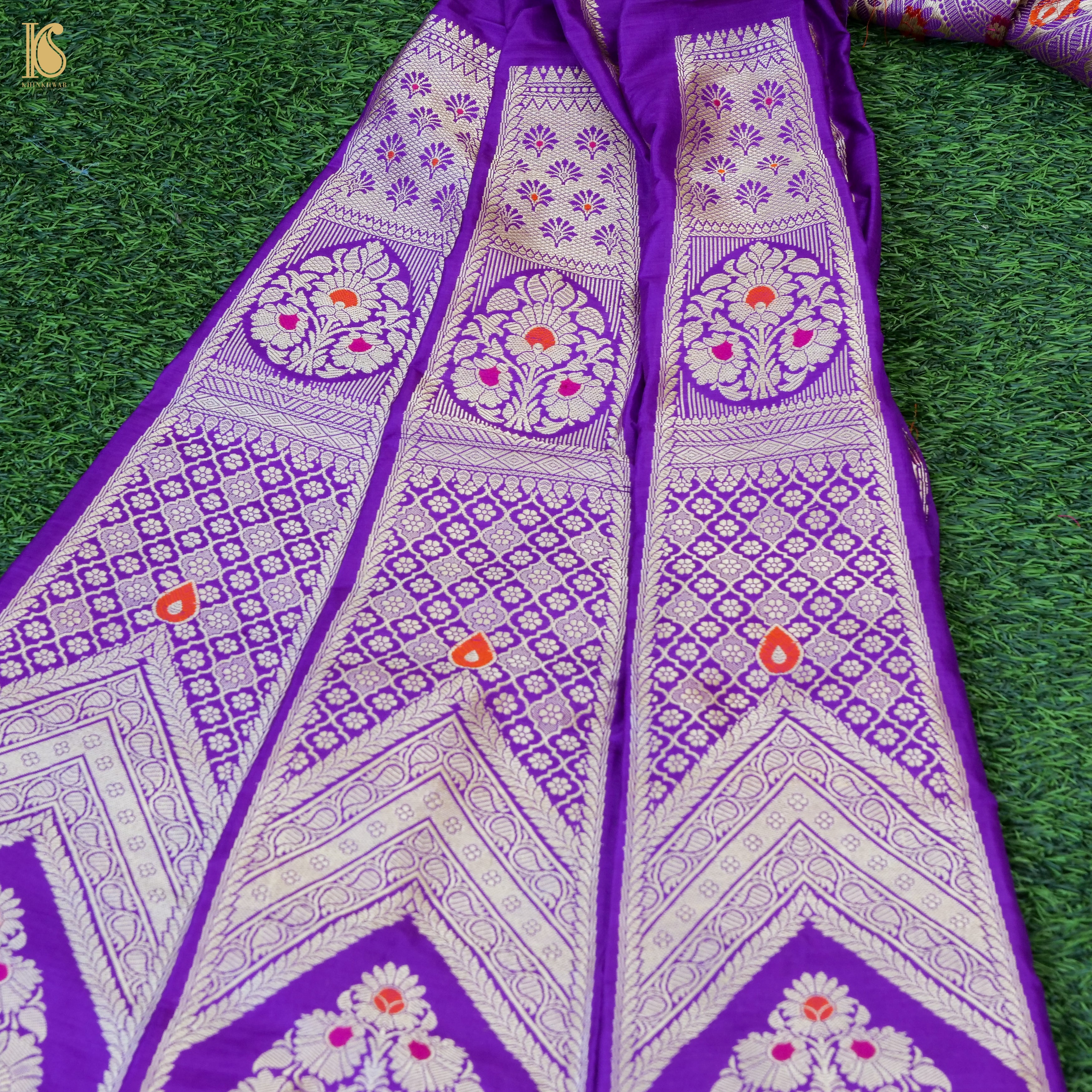 Handloom Banarasi Katan Silk Kalidar Gulrangi Bagh Lehenga
