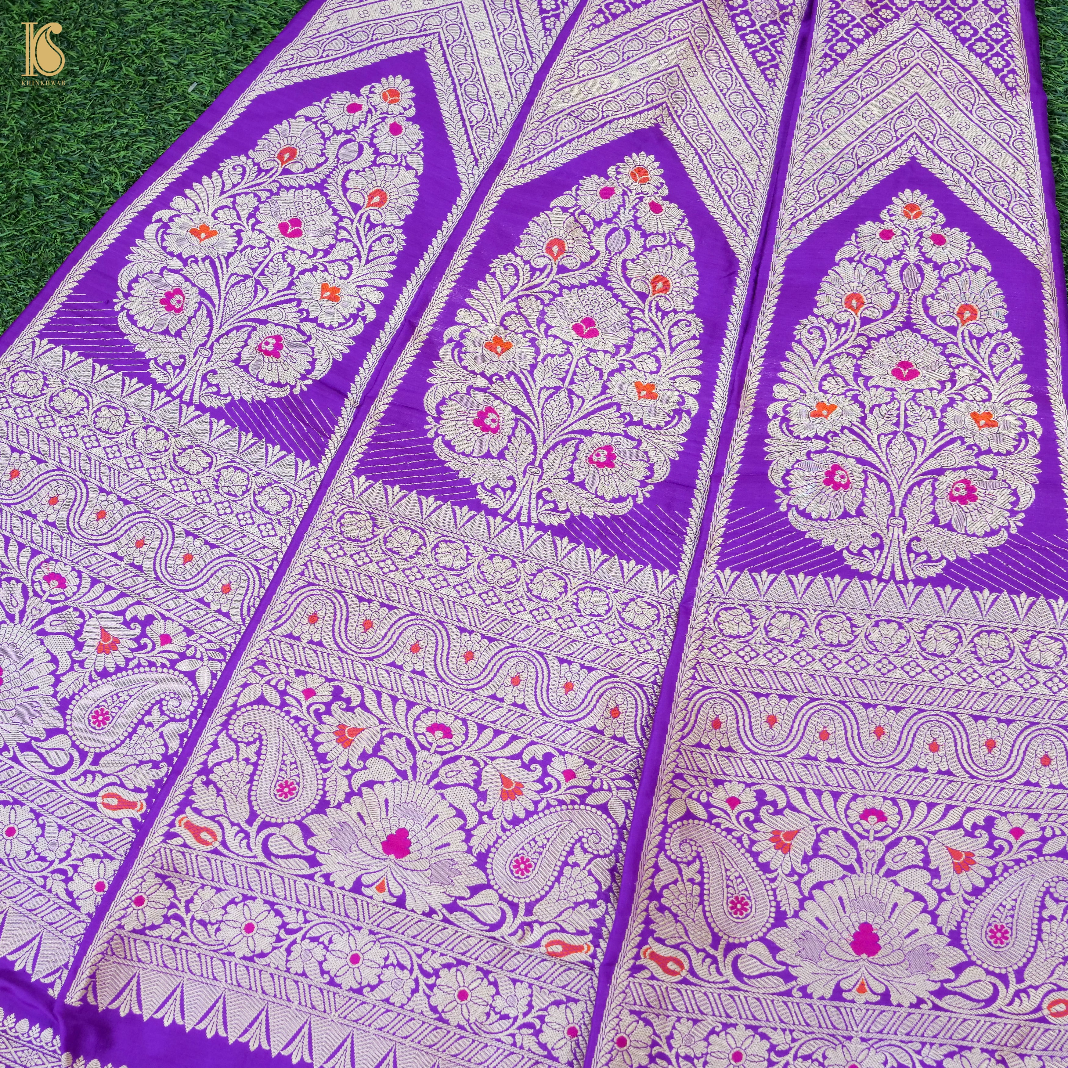Handloom Banarasi Katan Silk Kalidar Gulrangi Bagh Lehenga