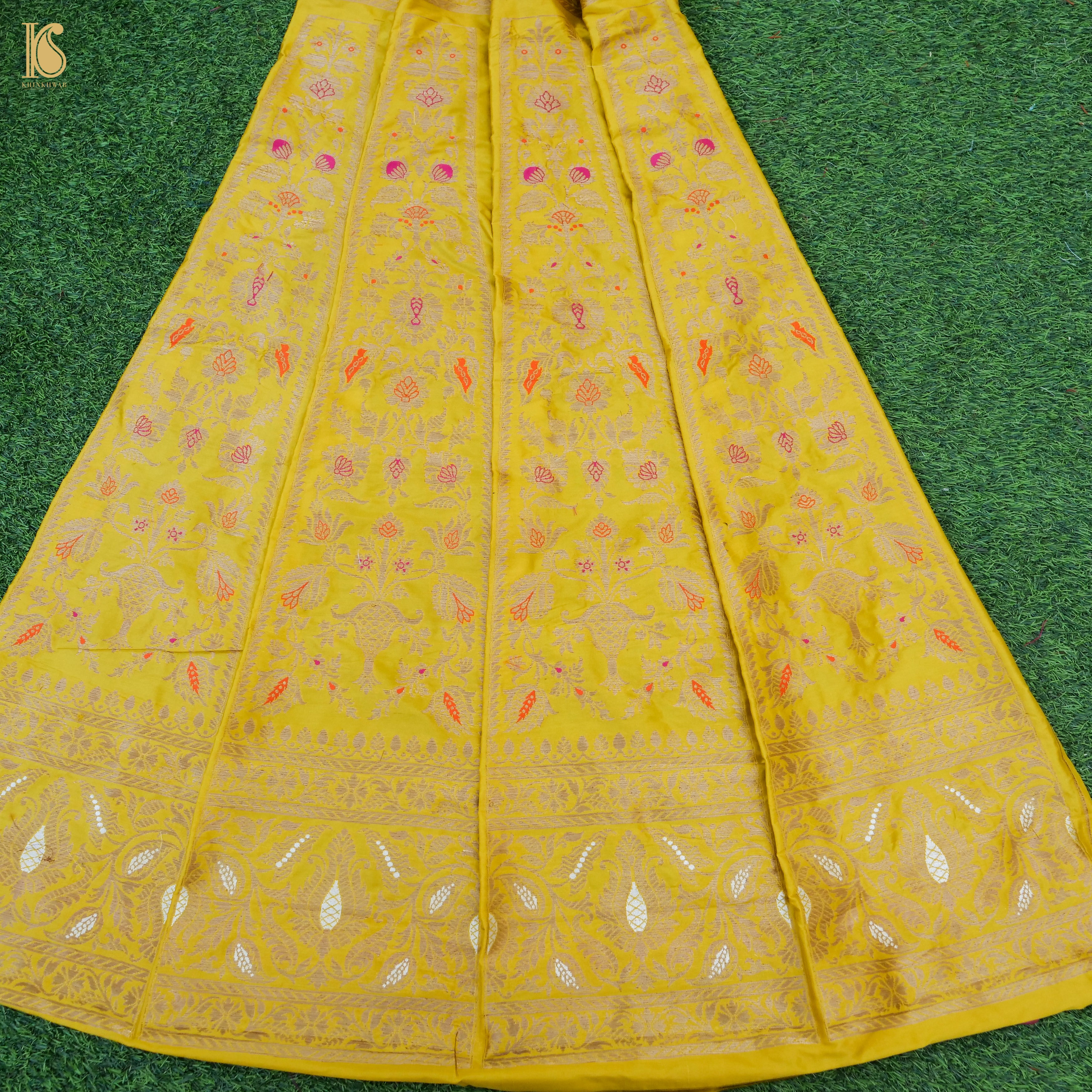 Handloom Banarasi Katan Silk Kalidar Gulnar Lehenga