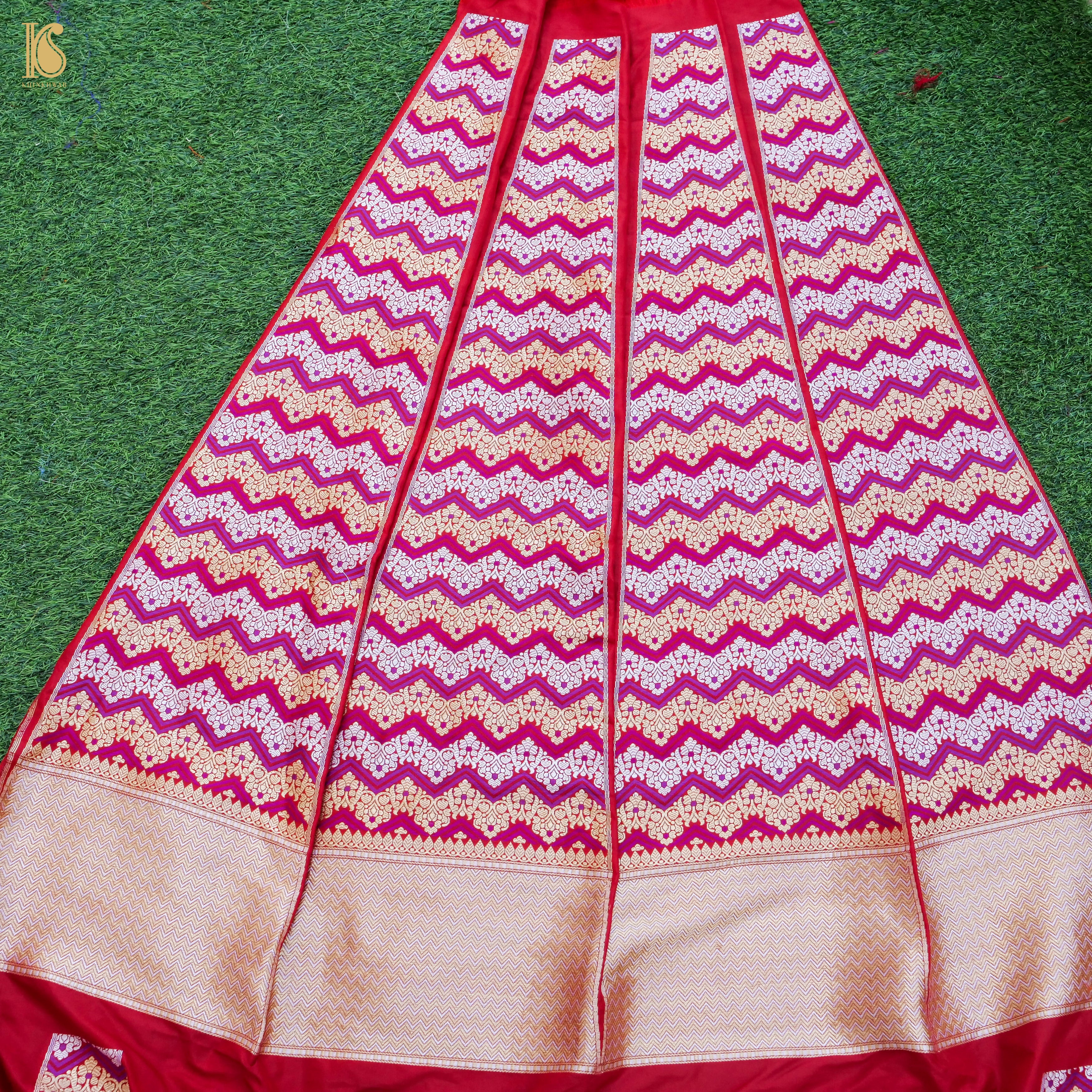 Handloom Banarasi Katan Silk Kalidar Rangtaal Lehenga