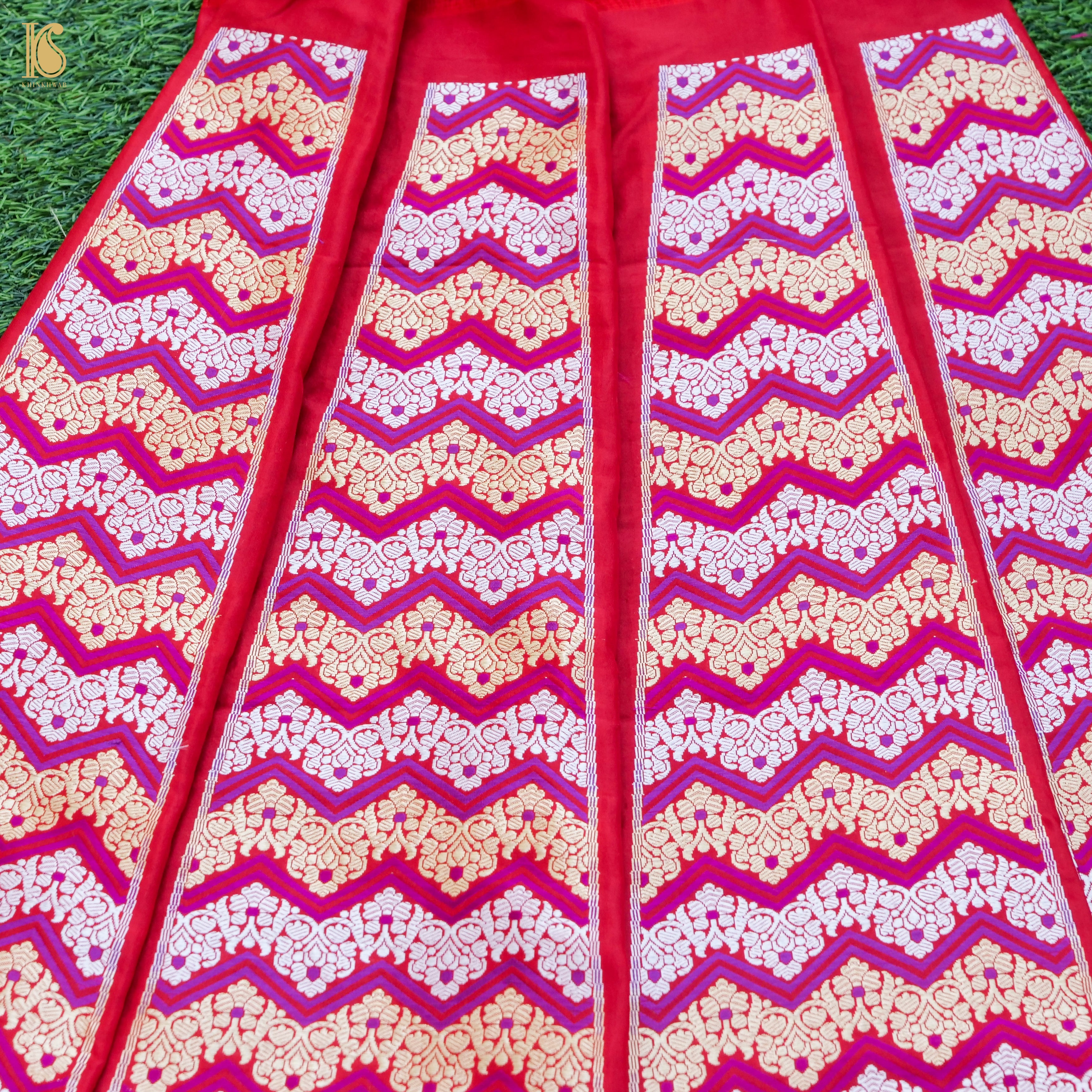 Handloom Banarasi Katan Silk Kalidar Rangtaal Lehenga
