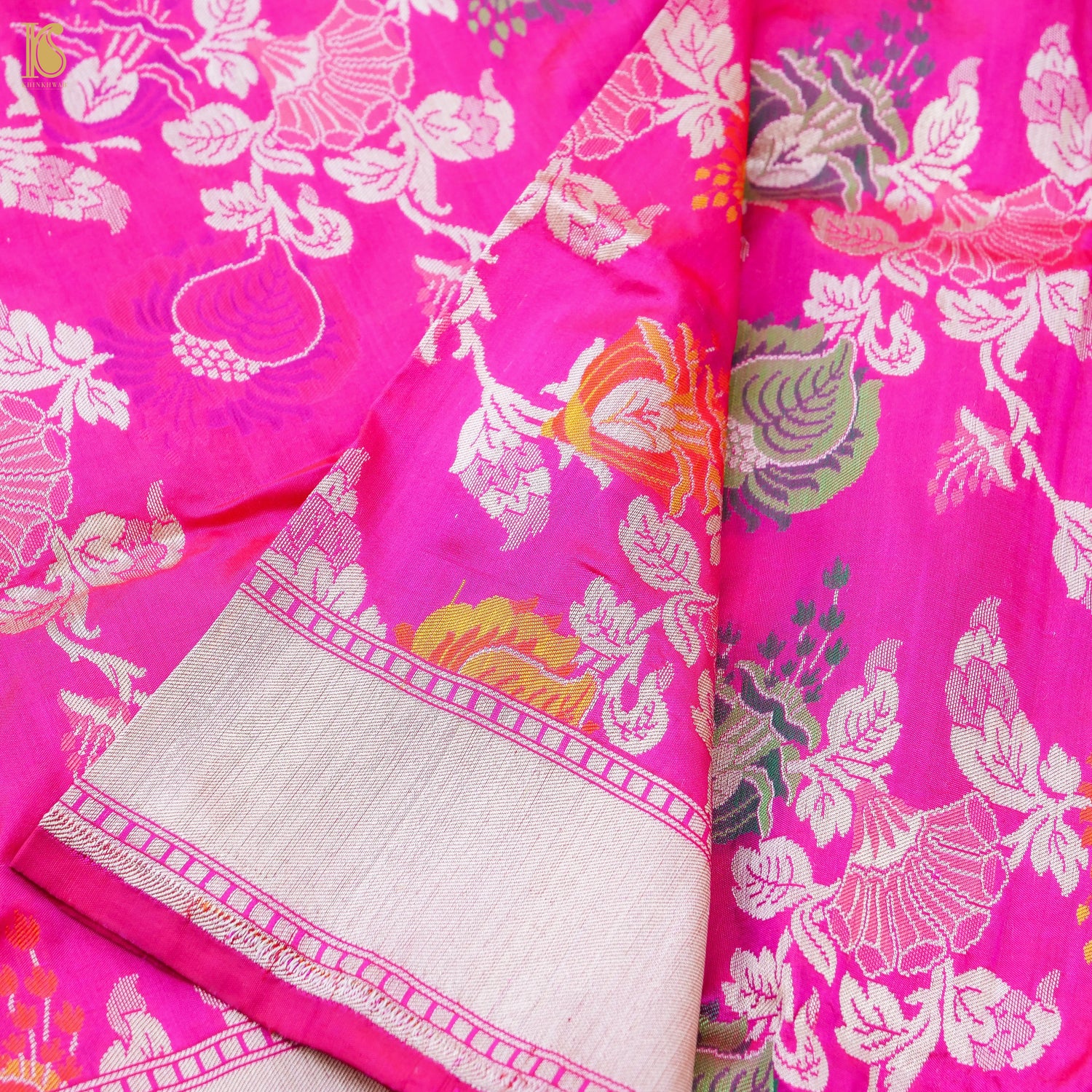 Handloom Katan Silk Pink Meenakari Banarasi Dupatta