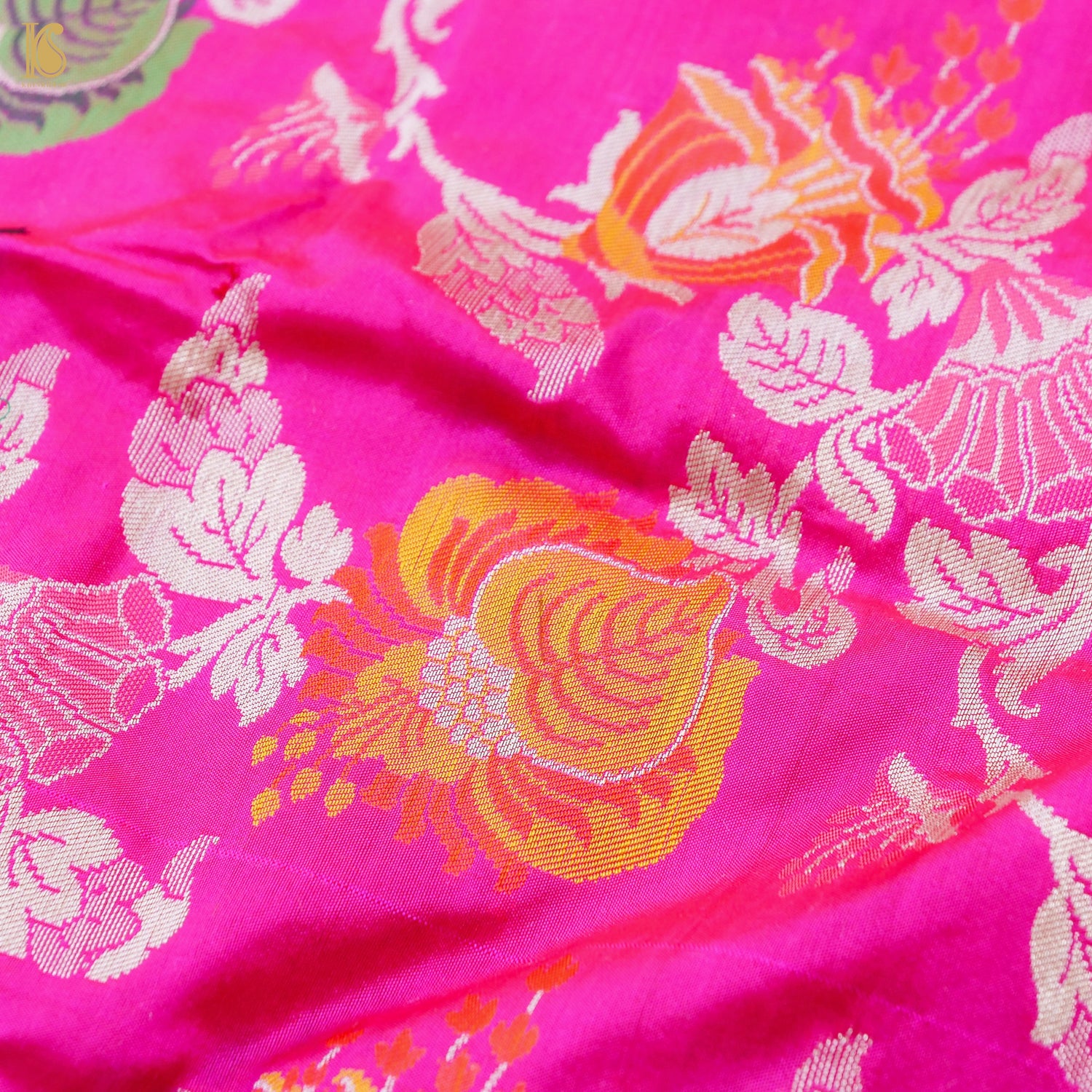 Handloom Katan Silk Pink Meenakari Banarasi Dupatta