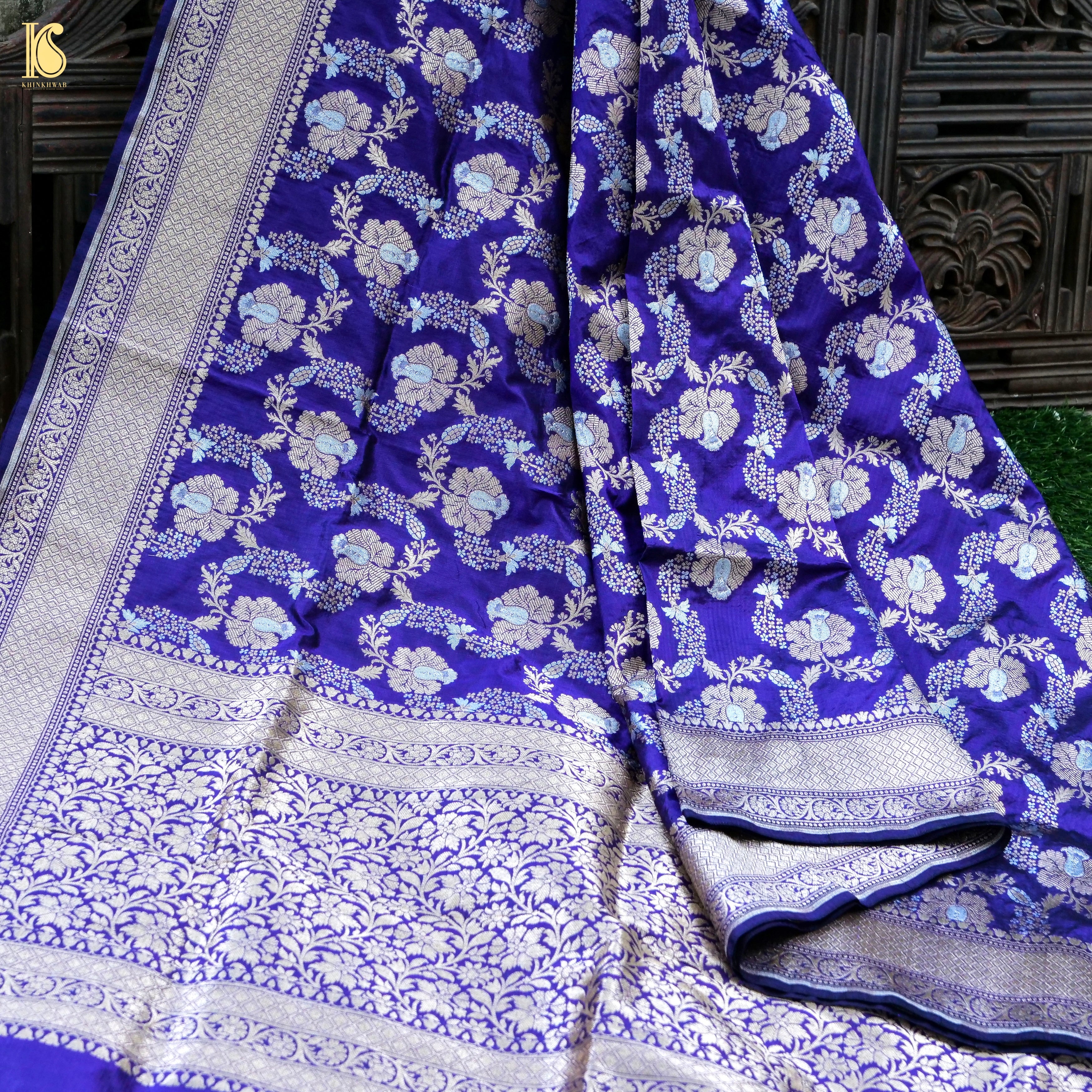Handloom Katan Silk Blue Banarasi Dupatta