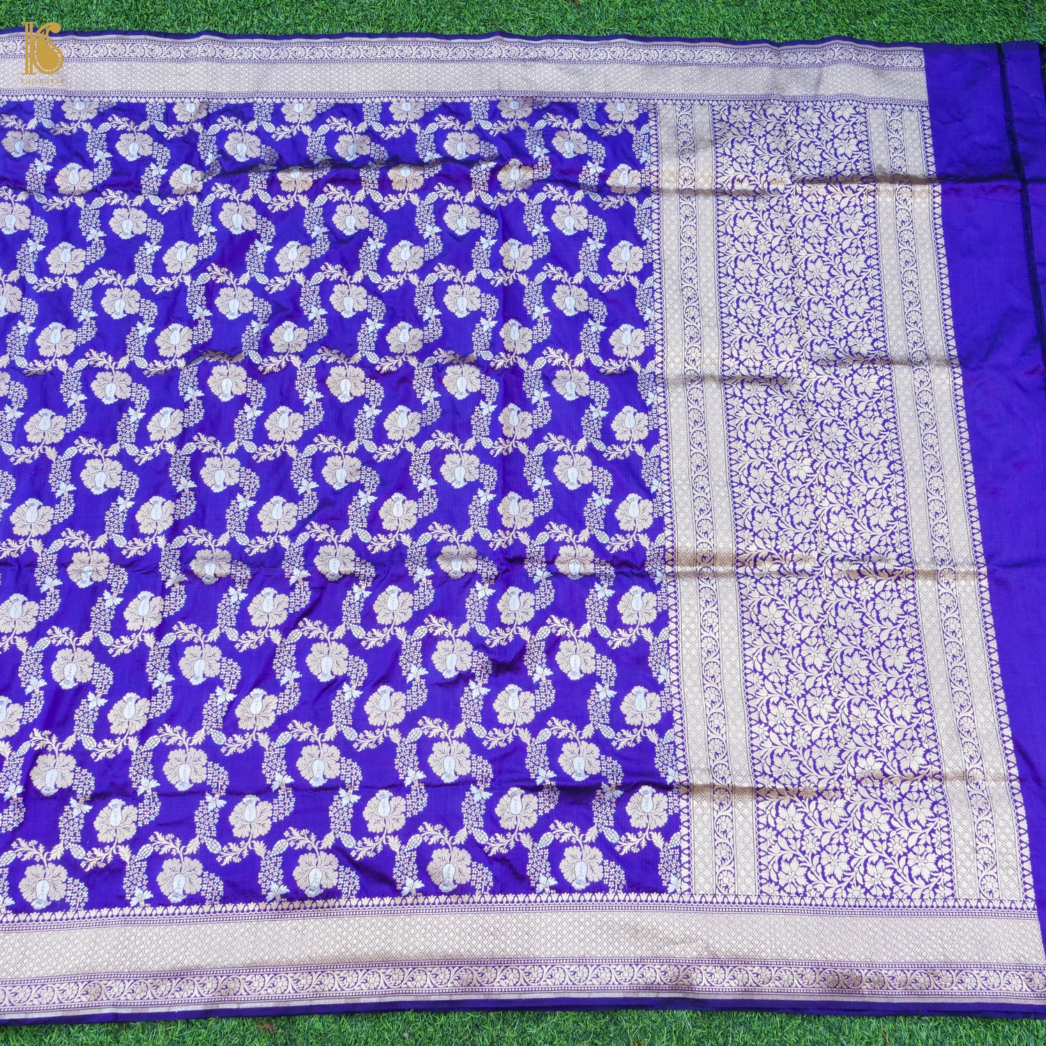Handloom Katan Silk Blue Banarasi Dupatta