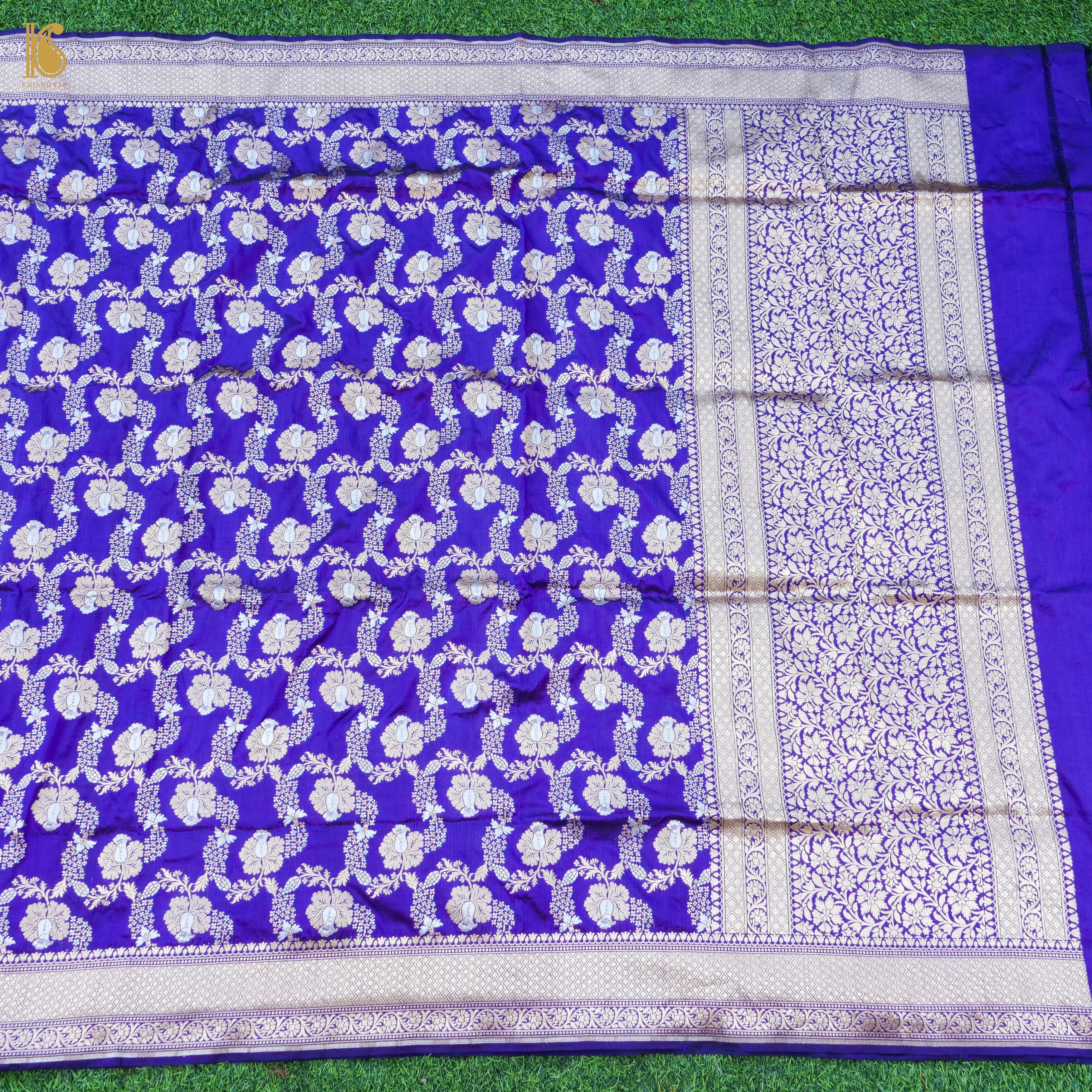 Handloom Katan Silk Blue Banarasi Dupatta