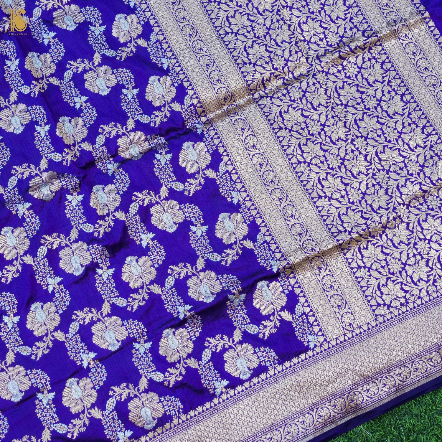 Handloom Katan Silk Blue Banarasi Dupatta