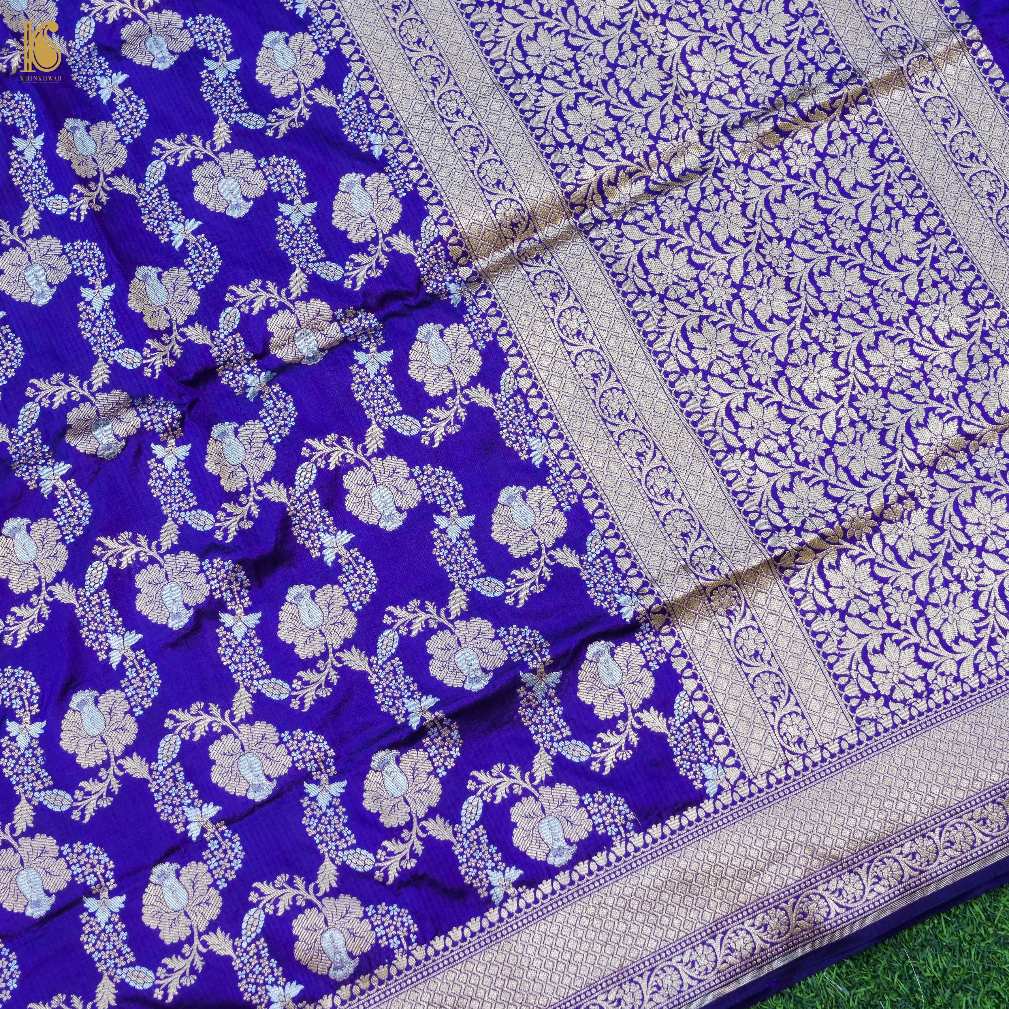 Handloom Katan Silk Blue Banarasi Dupatta