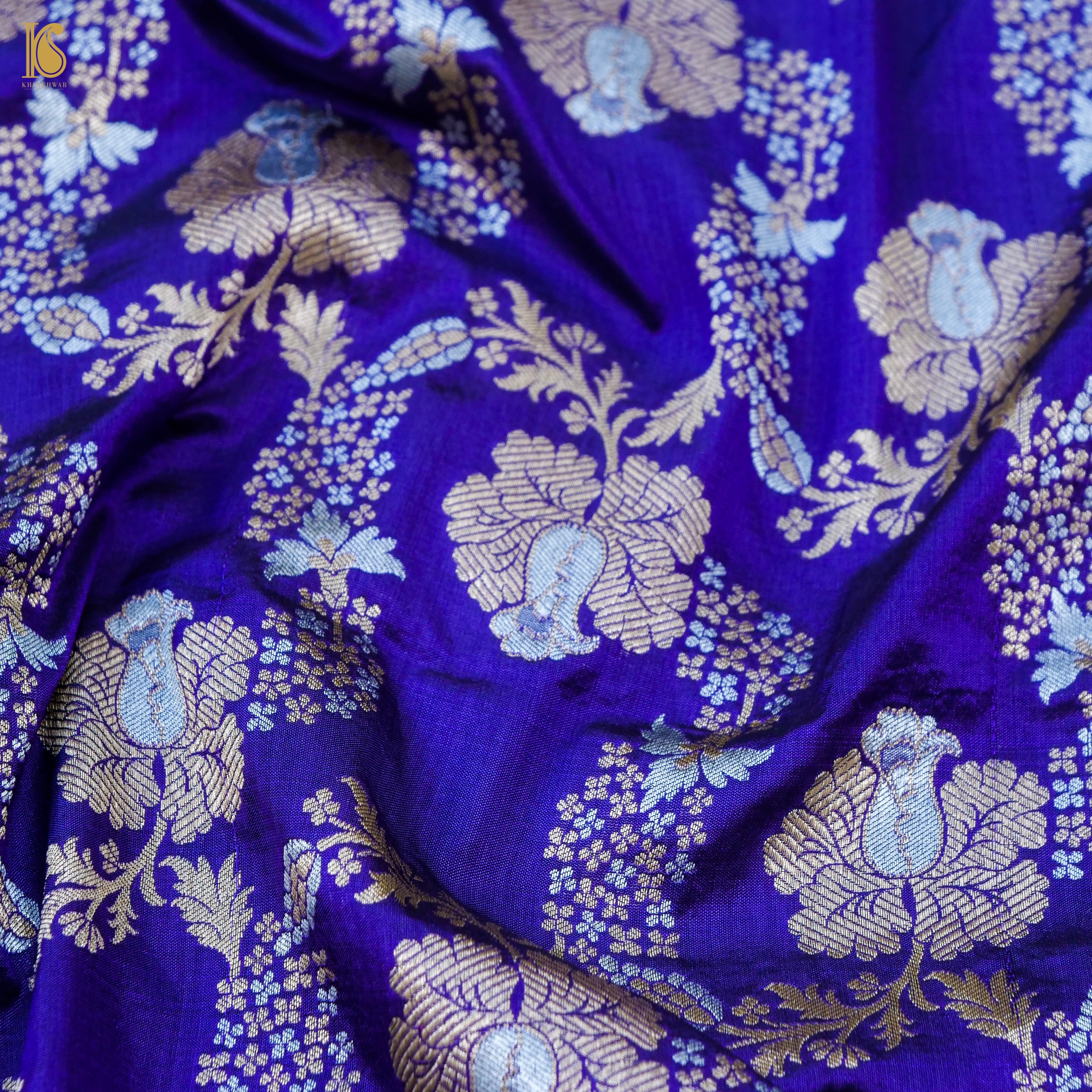 Handloom Katan Silk Blue Banarasi Dupatta