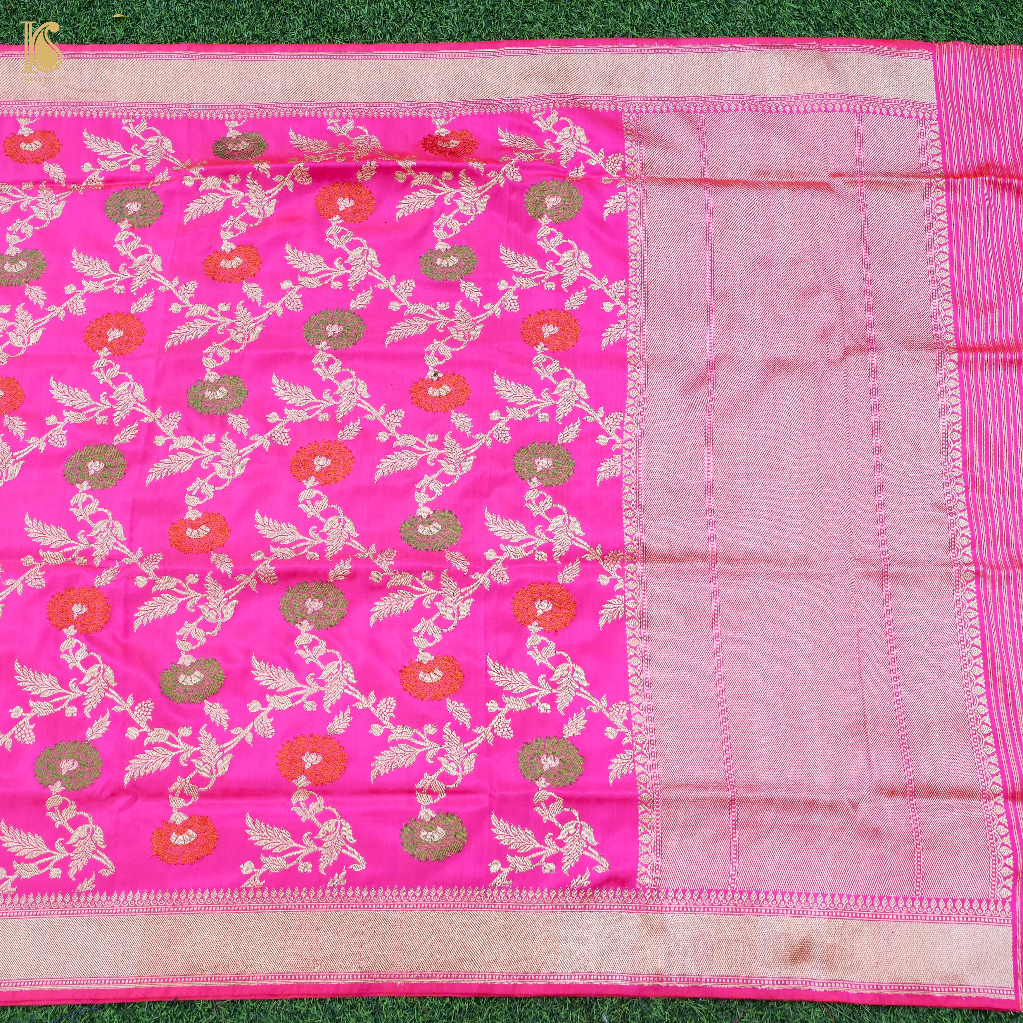 Handloom Katan Silk Pink Meenakari Banarasi Dupatta