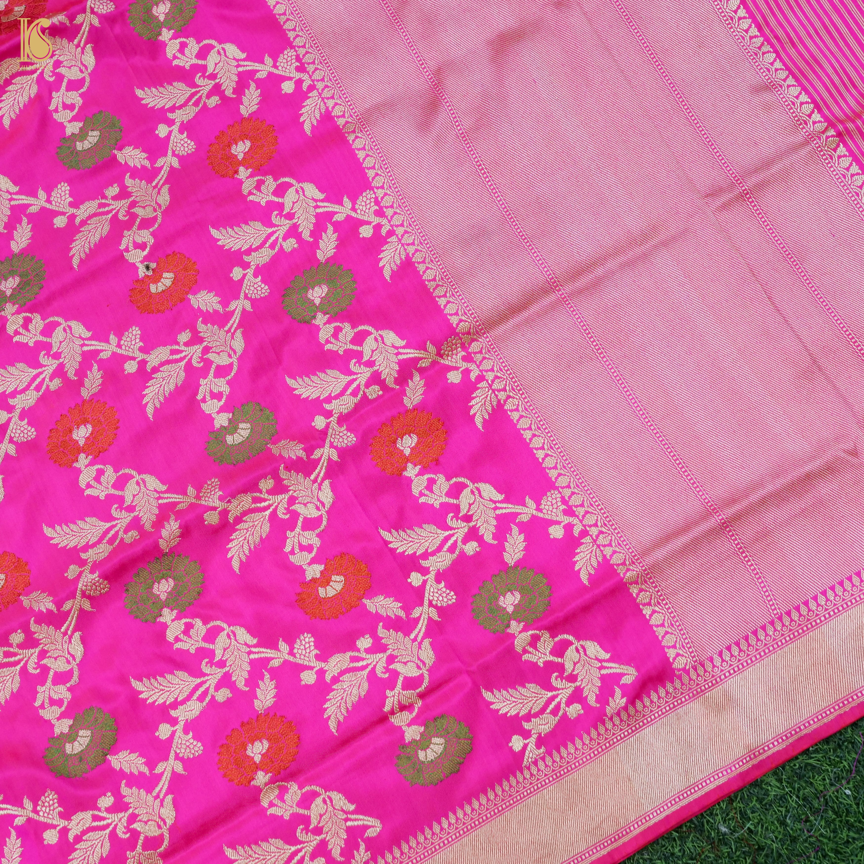 Handloom Katan Silk Pink Meenakari Banarasi Dupatta