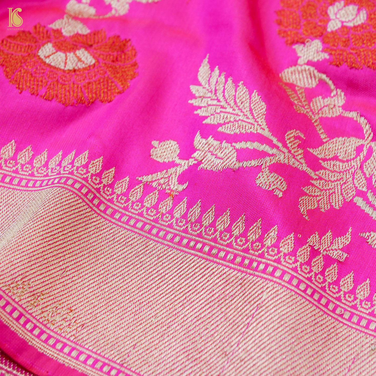 Handloom Katan Silk Pink Meenakari Banarasi Dupatta