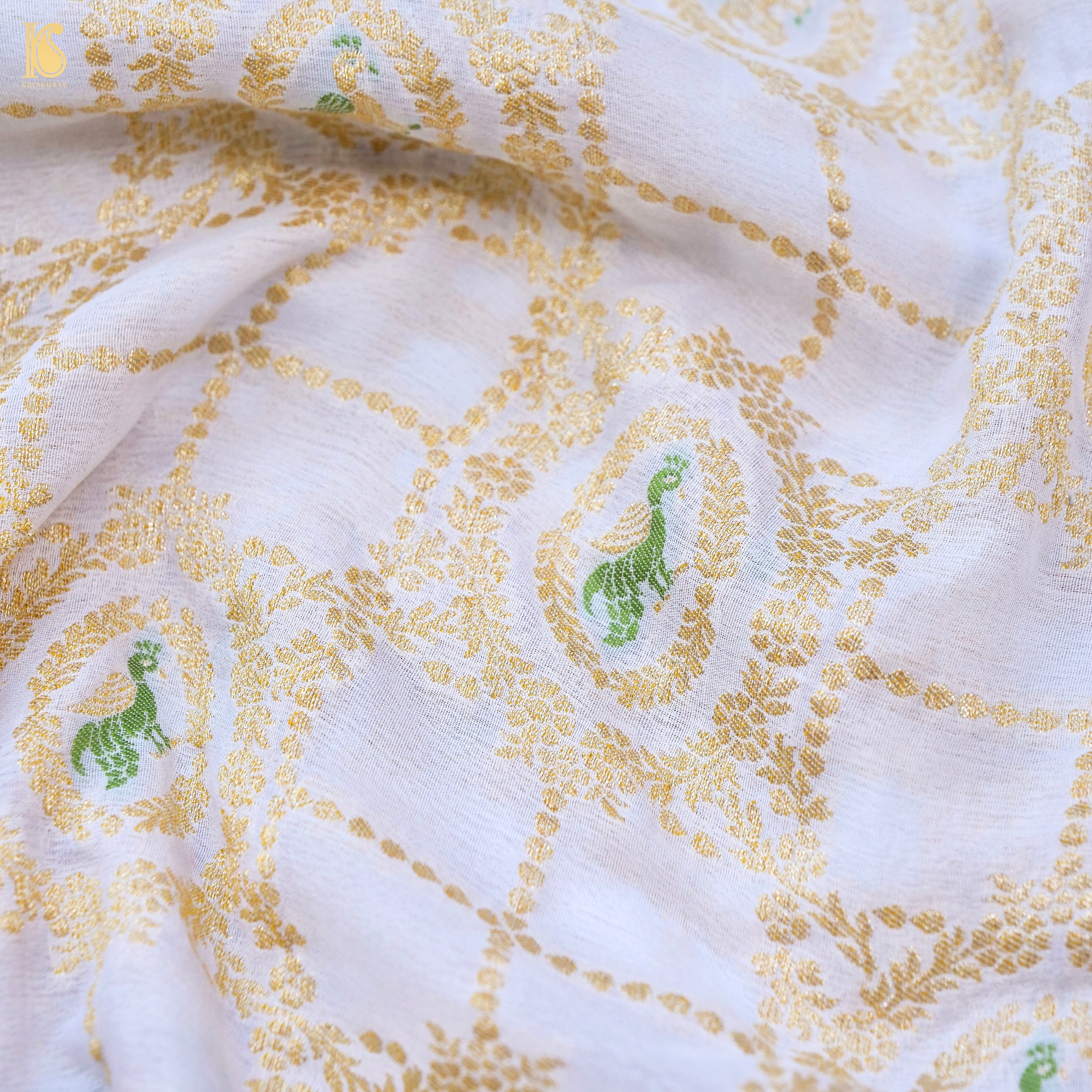 Dyeable Pure Georgette Banarasi Peacock & Parrot Saree
