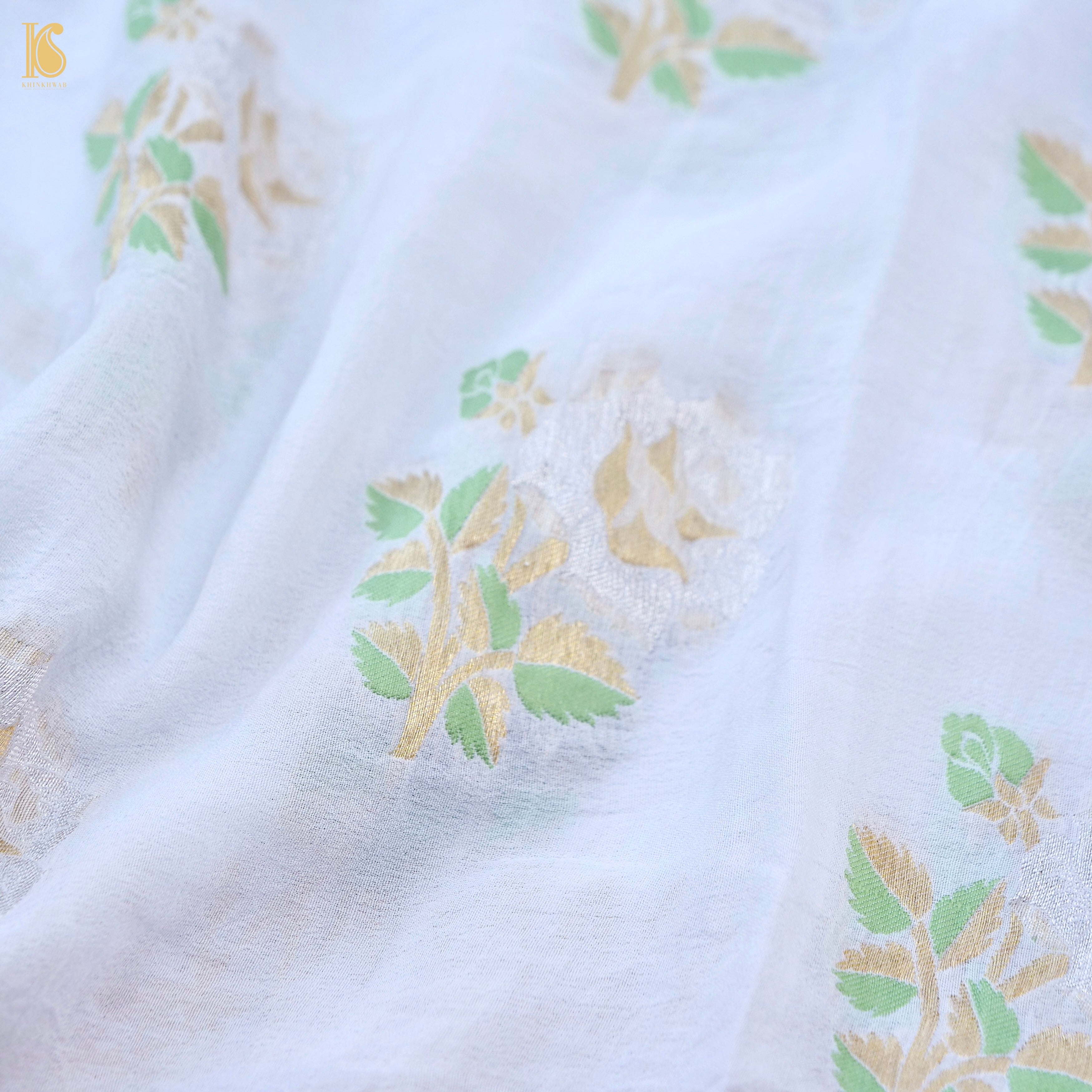Dyeable Pure Georgette Banarasi Rose Boota Saree