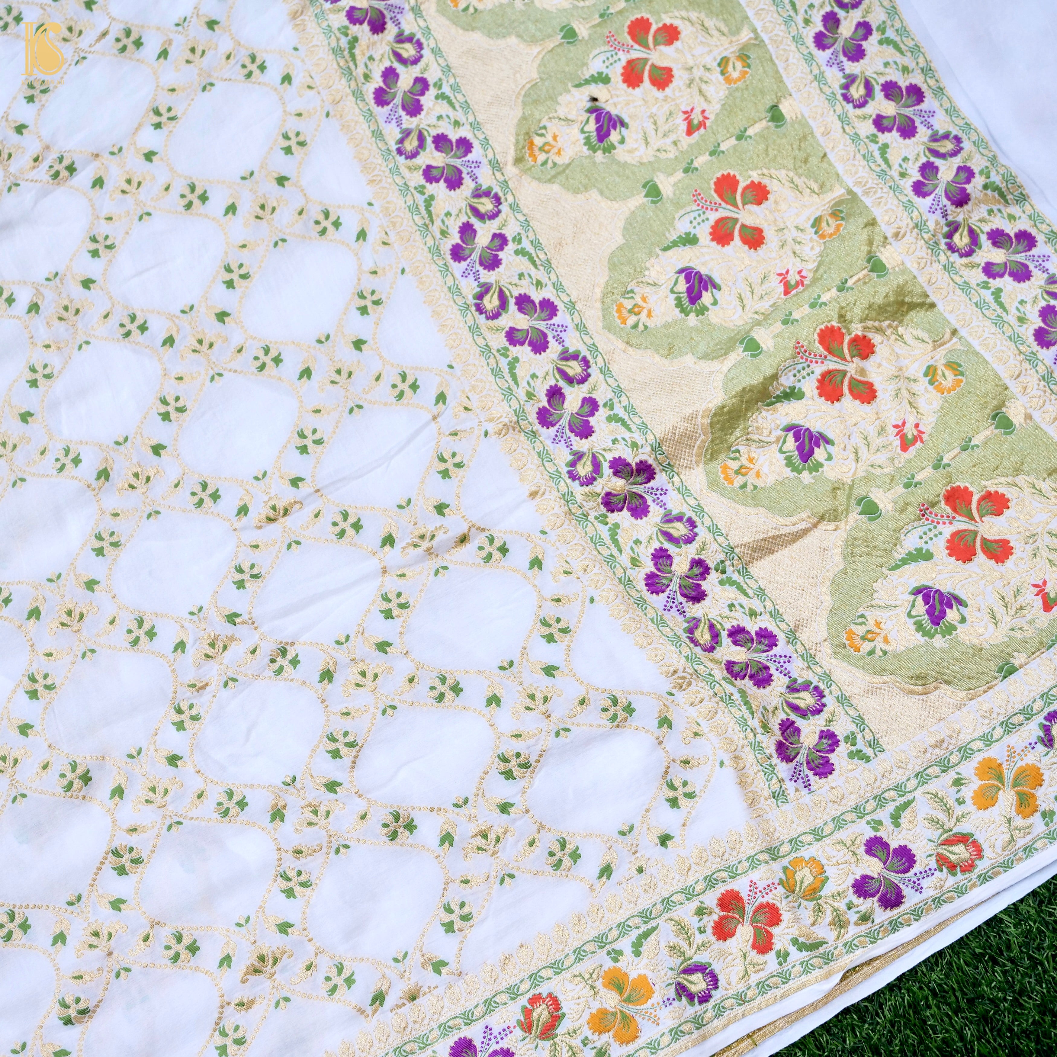 Dyeable Pure Georgette Banarasi Dahlia Border Saree