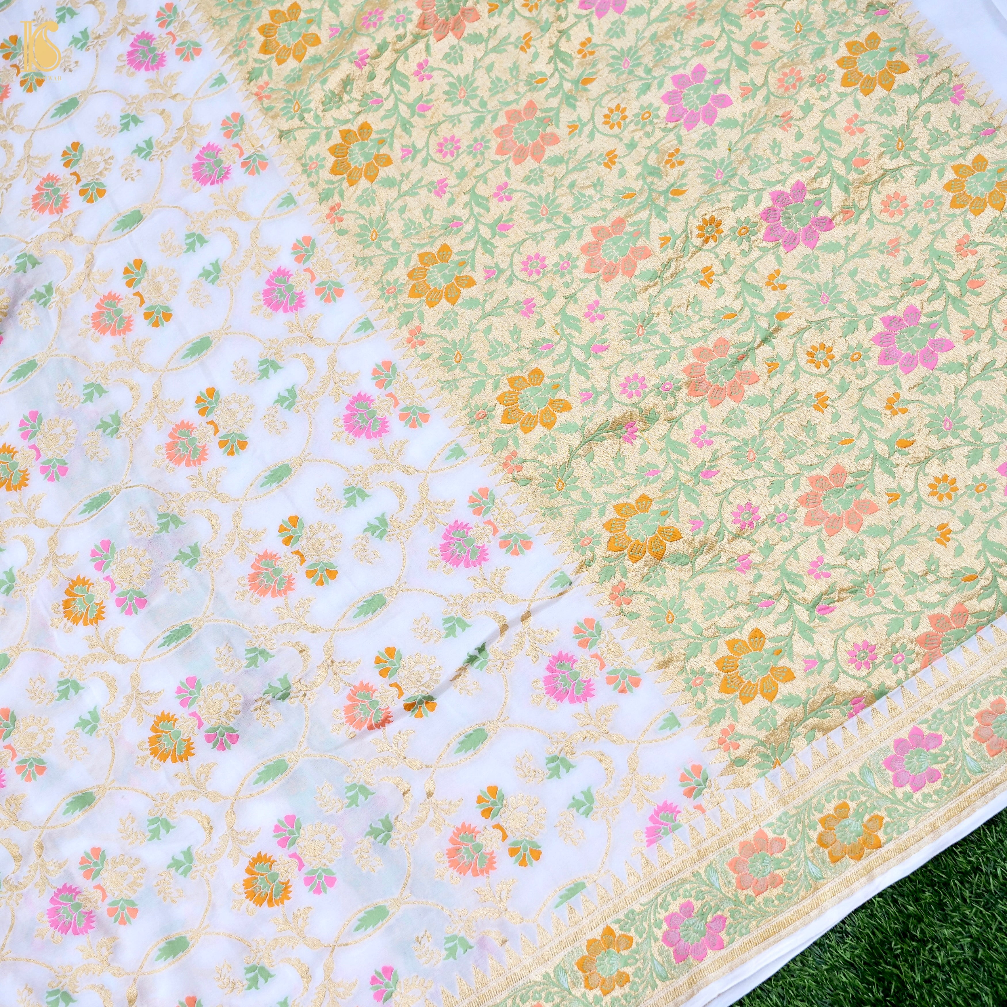 Dyeable Pure Georgette Banarasi Jaal Saree