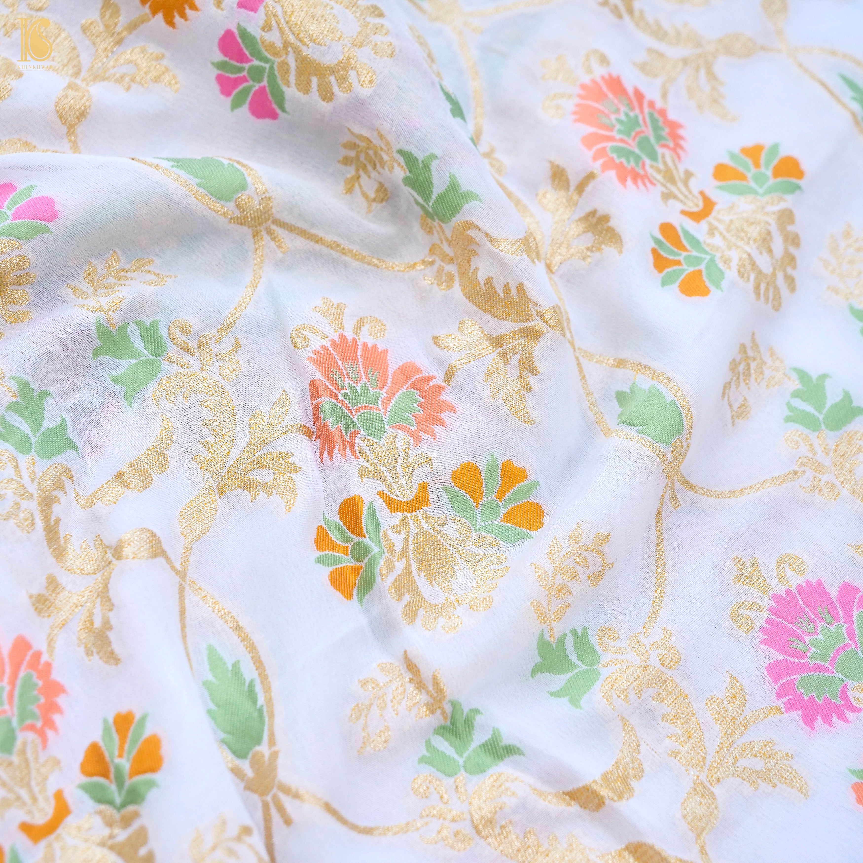 Dyeable Pure Georgette Banarasi Jaal Saree
