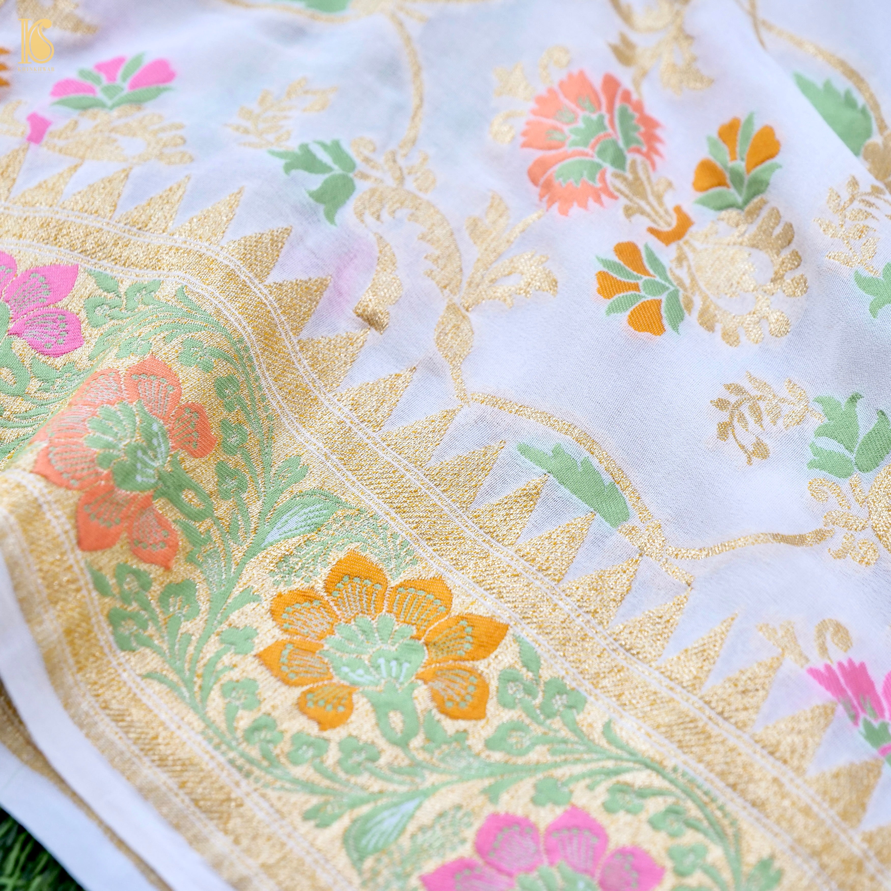 Dyeable Pure Georgette Banarasi Jaal Saree