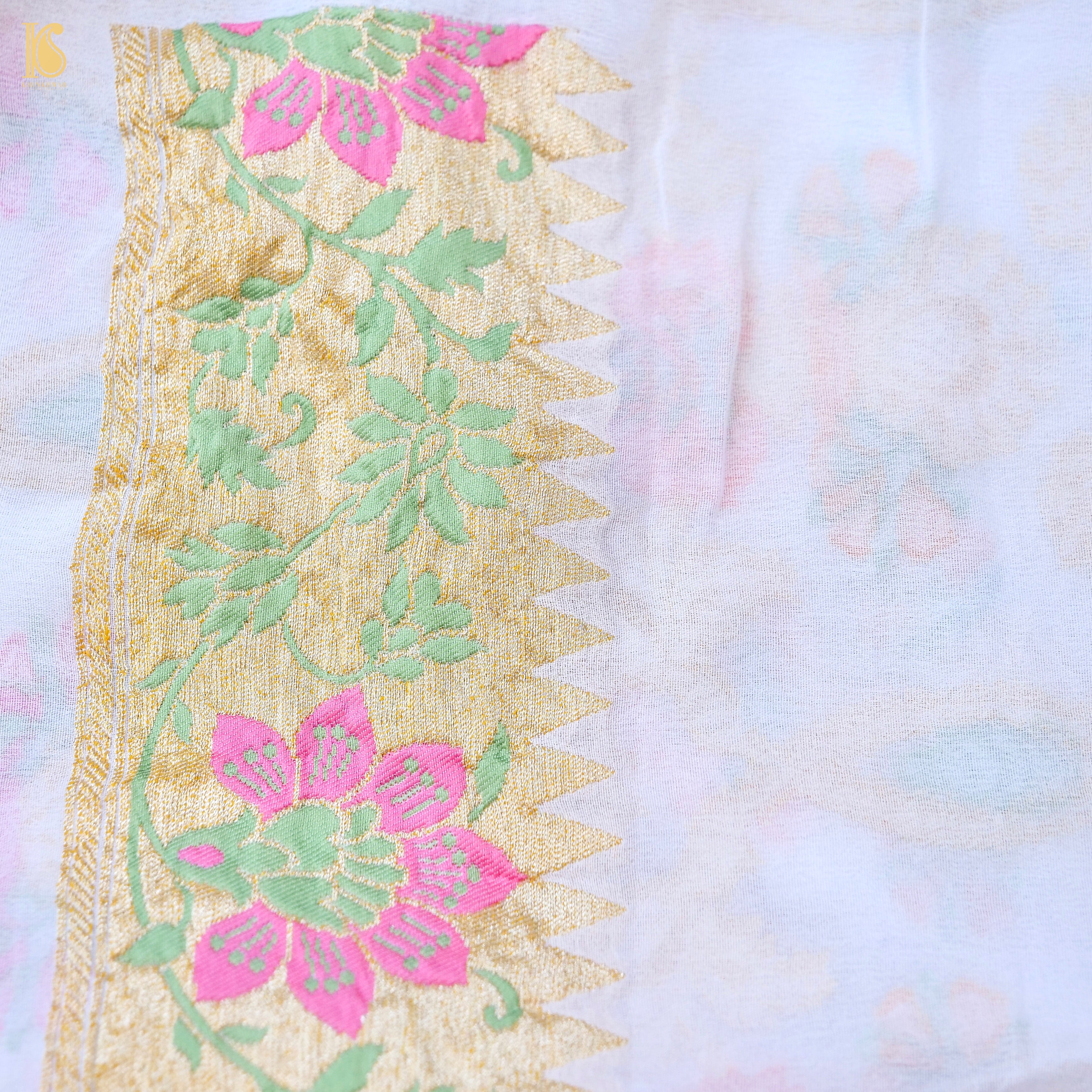 Dyeable Pure Georgette Banarasi Jaal Saree